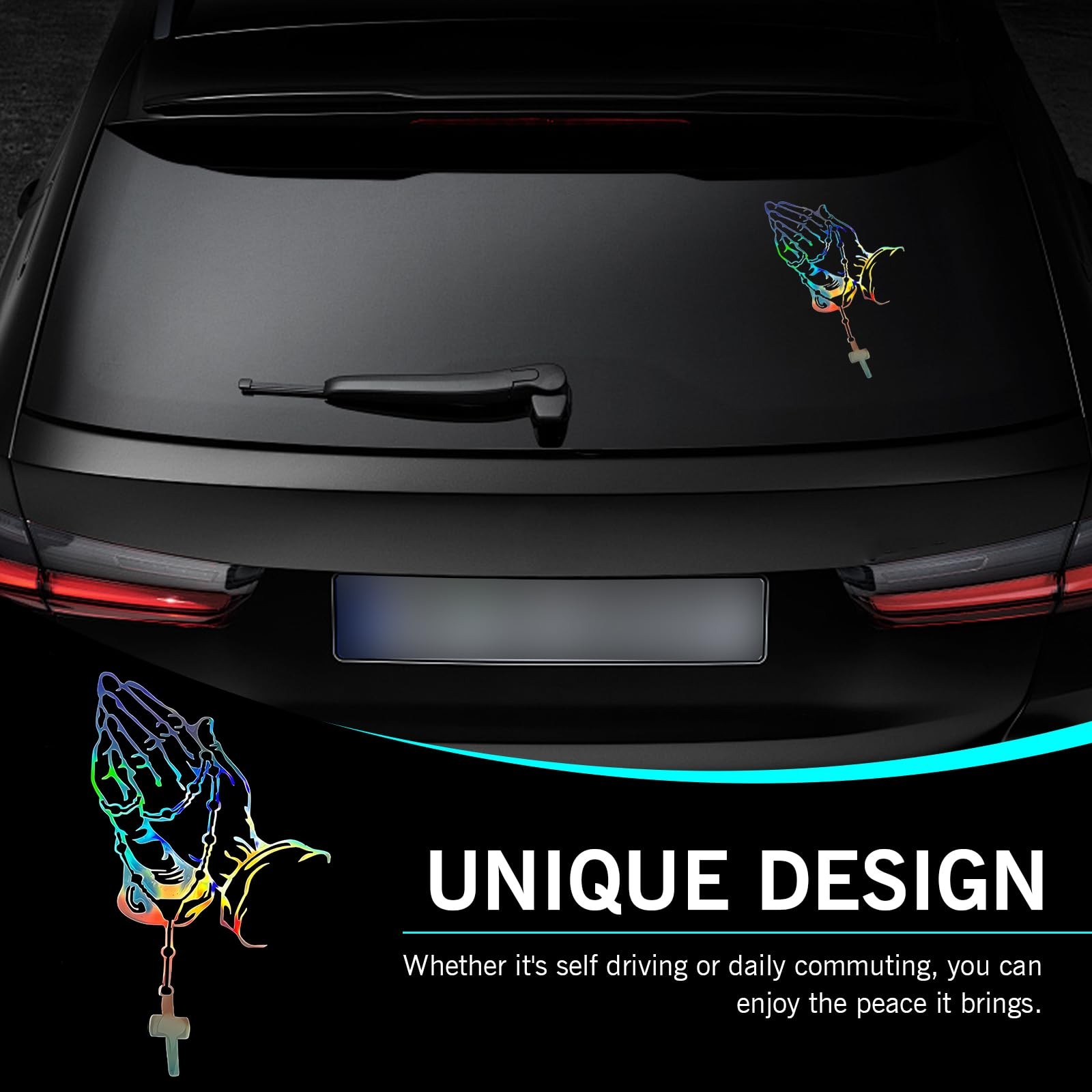 1 PC Praying Hand Decal Sticker, Premium Vehicle Decals, Praying Hands & Rosa…