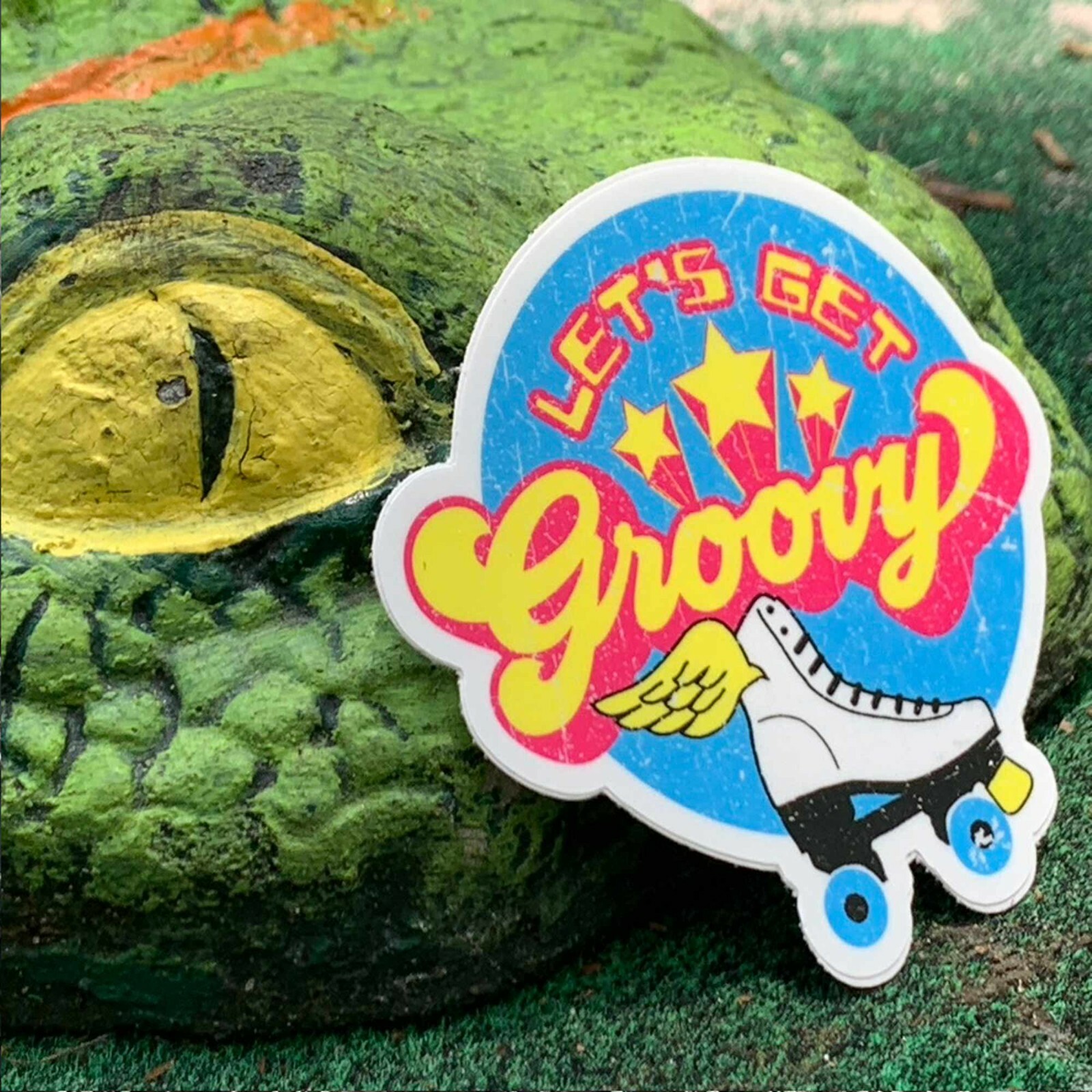 Groovy Premium Stickers & Magnets / Winged Roller Skate, Retro Style