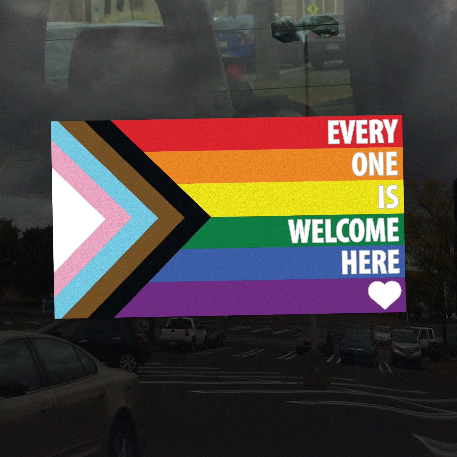 Intersex Progress Pride Flag Every One Is Welcome Here LGBTQ POC Window Cling