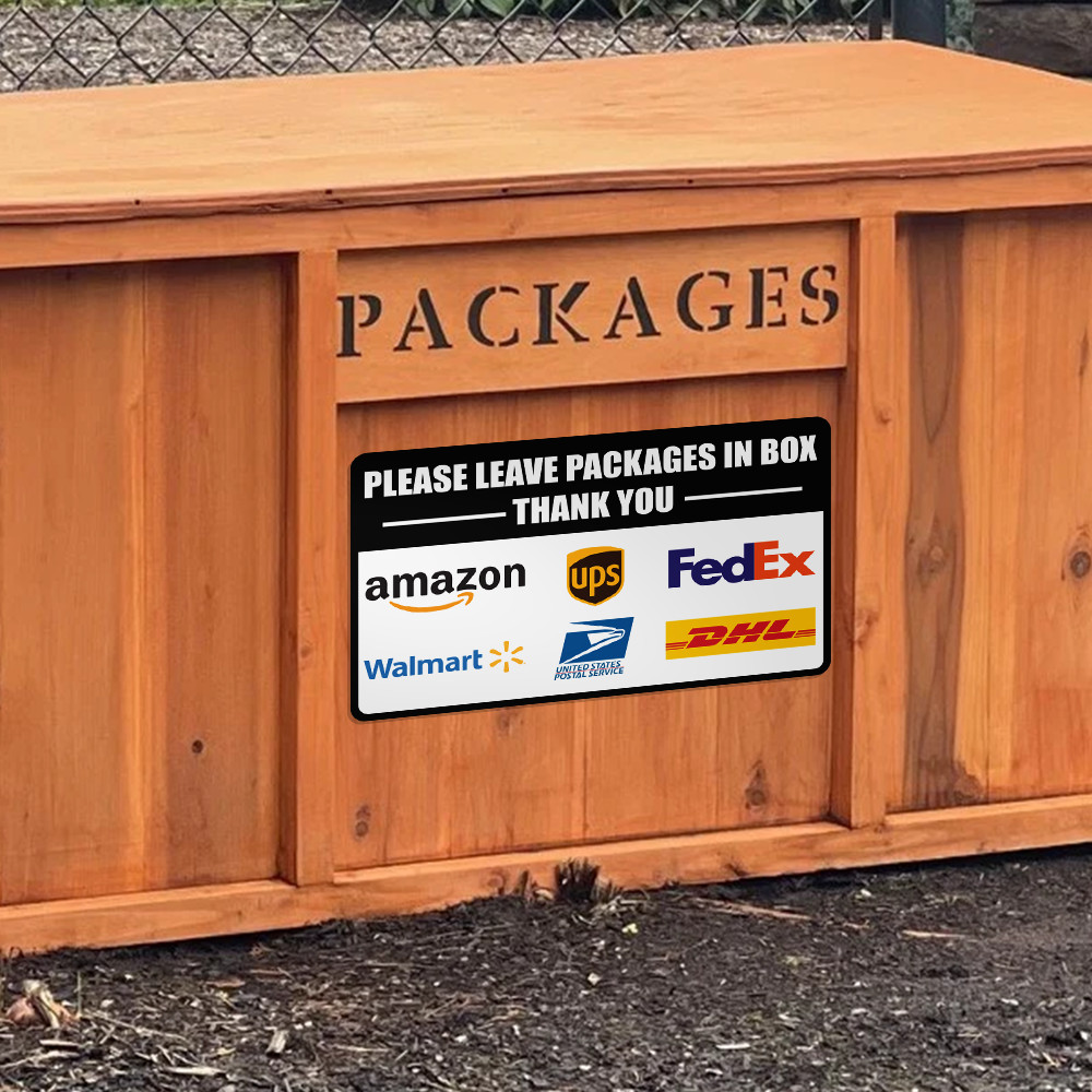 Please Leave Packages in Box Delivery Sign Sticker Vinyl Decal Amazon UPS FedEx