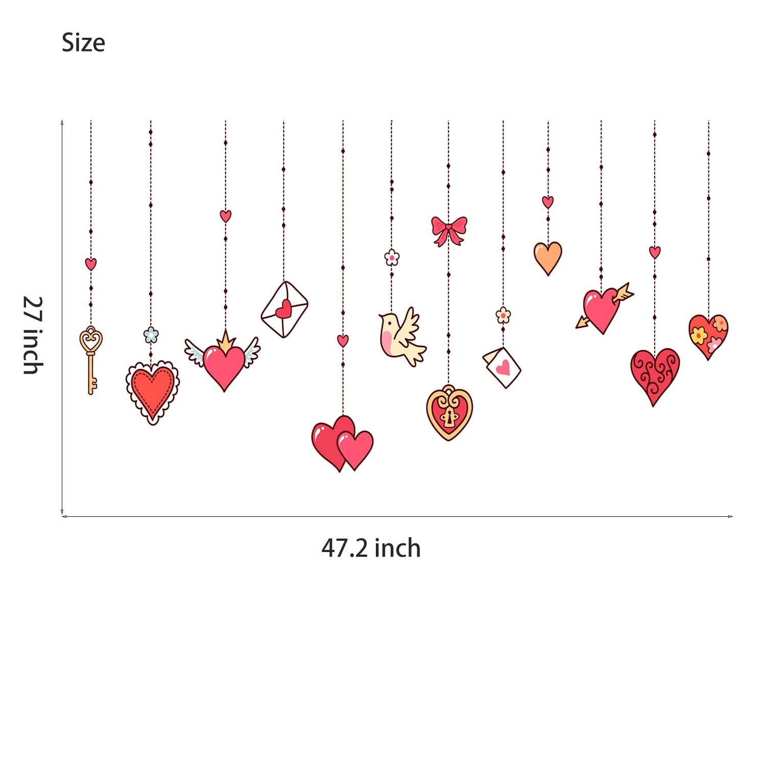Valentine's Day Wall Stickers Hanging Heart Pigeon Envelope Wall Decals Remov…