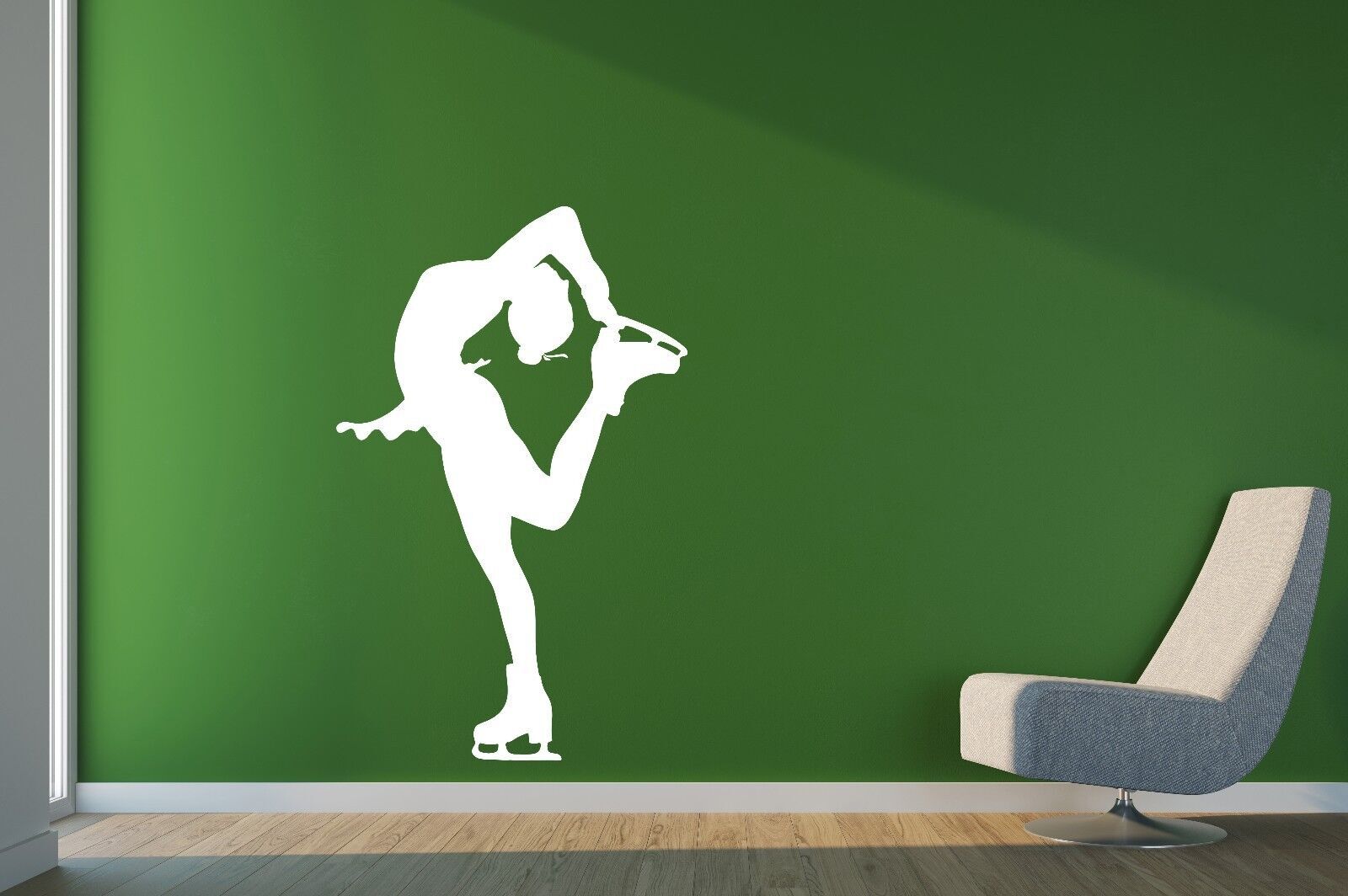 Vinyl Decal Silhouette Sportswoman Figure Skating Wall Sticker (n602)