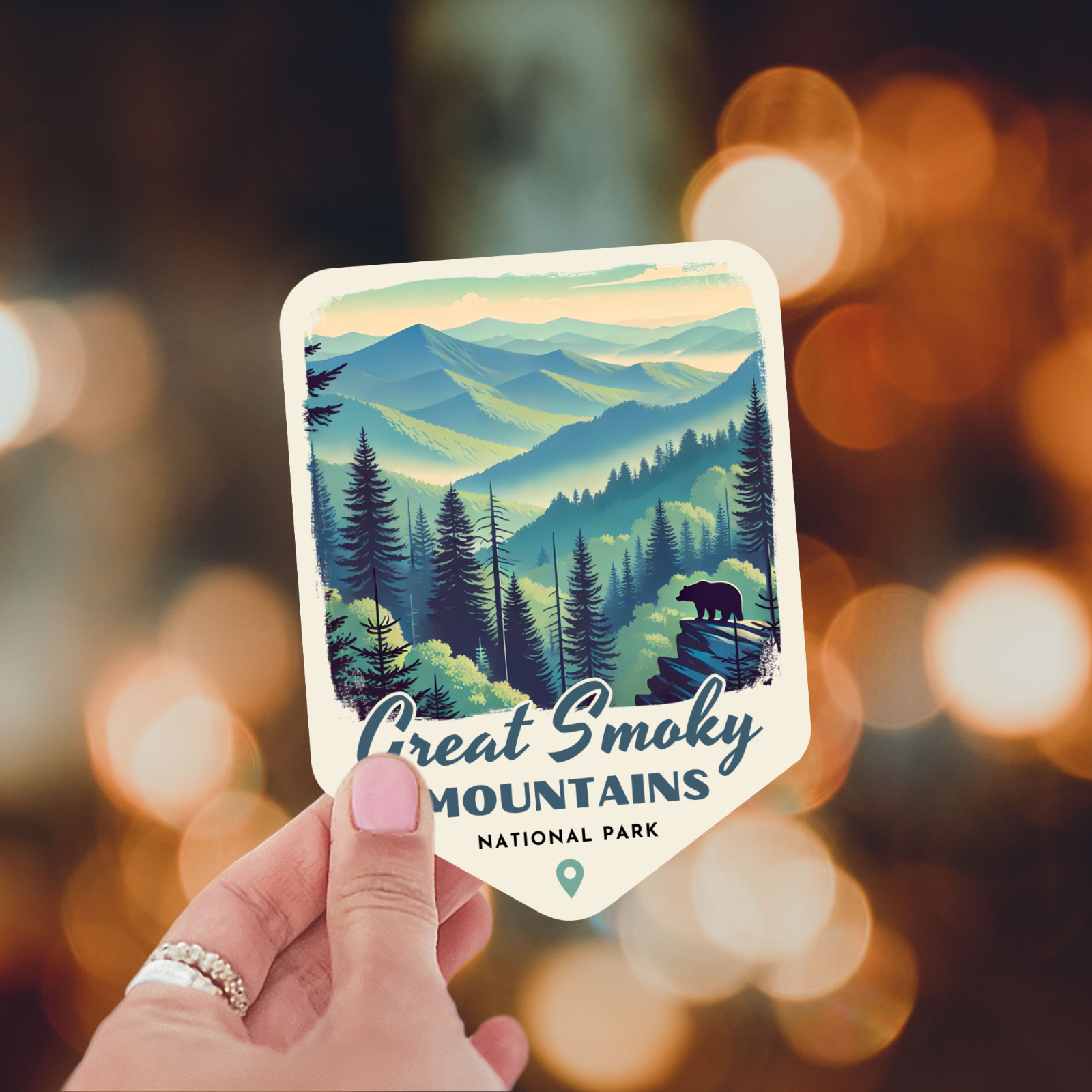 Great Smoky Mountains National Park Sticker Retro Style Waterproof Vinyl Decal