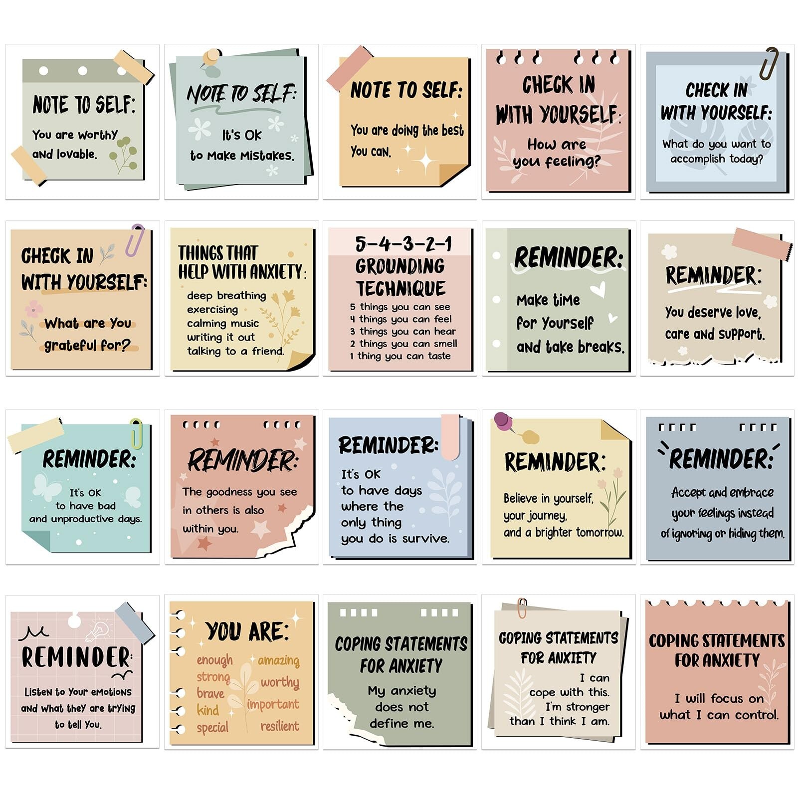 300 Pcs Mental Health Stickers Reminder Decals Laptop Water Bottle Positive W…