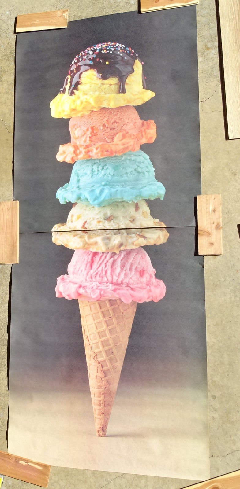 Food Challenge GIANT 5 Scoop Ice Cream Photo Door Wall Mural Poster 82.5” X 34”
