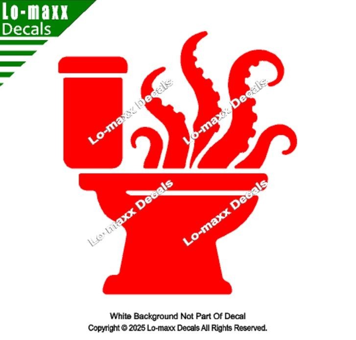Octopus Tentacles Toilet Pictogram Restroom Vinyl Decal Unnatural Origins