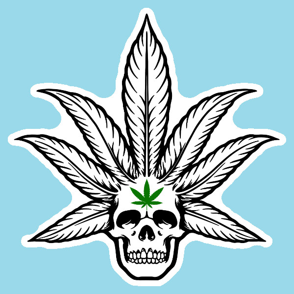 Weed Smoking Pot Leaf Skull Vinyl Decal Marijuana Sticker 420 Smoke Cannabis
