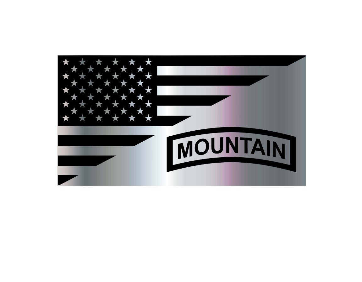 10th MOUNTAIN TAB USA FLAG UNITED STATES TACTICAL METALLIC CHROME VINYL DECAL