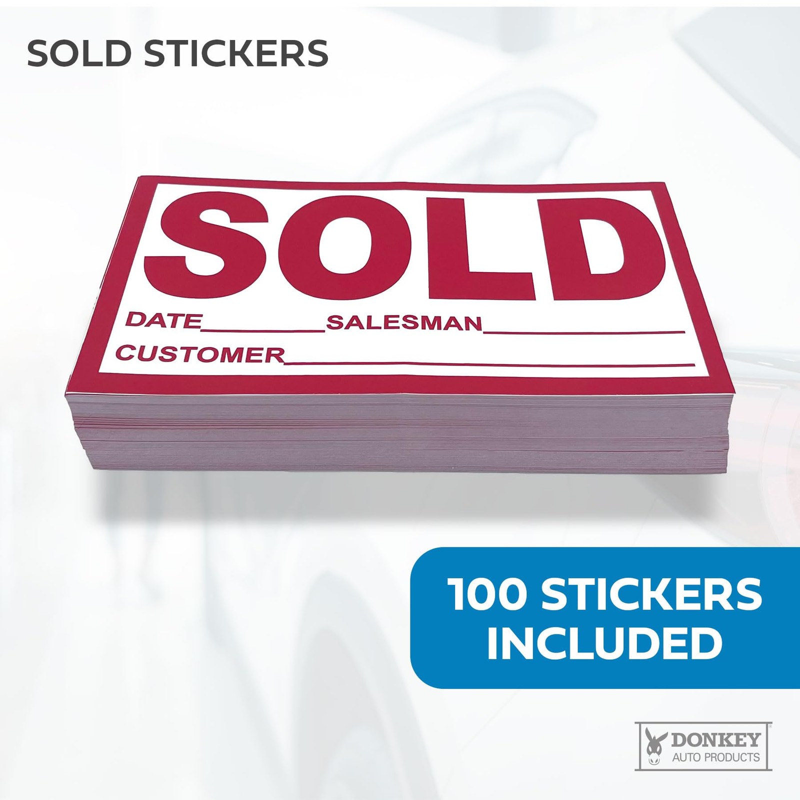 Sold Stickers 4" x 7" Red Vinyl 100 Pack – Vehicle Sales Success