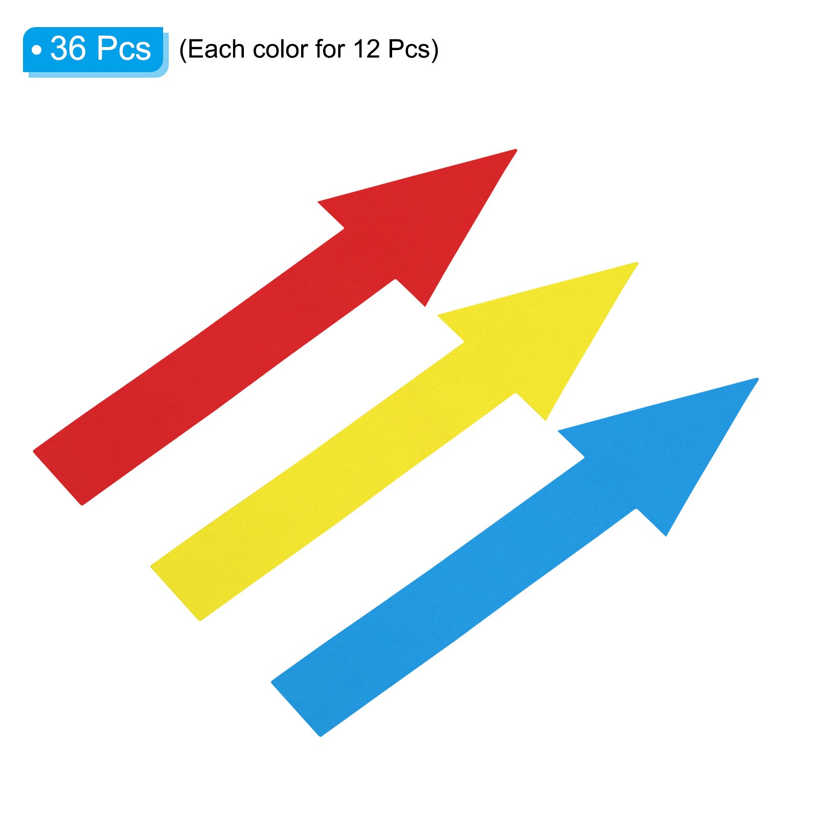 Directional Arrow Sticker, 36 Pack PVC Removable Self Adhesive, Red/Blue/Yellow
