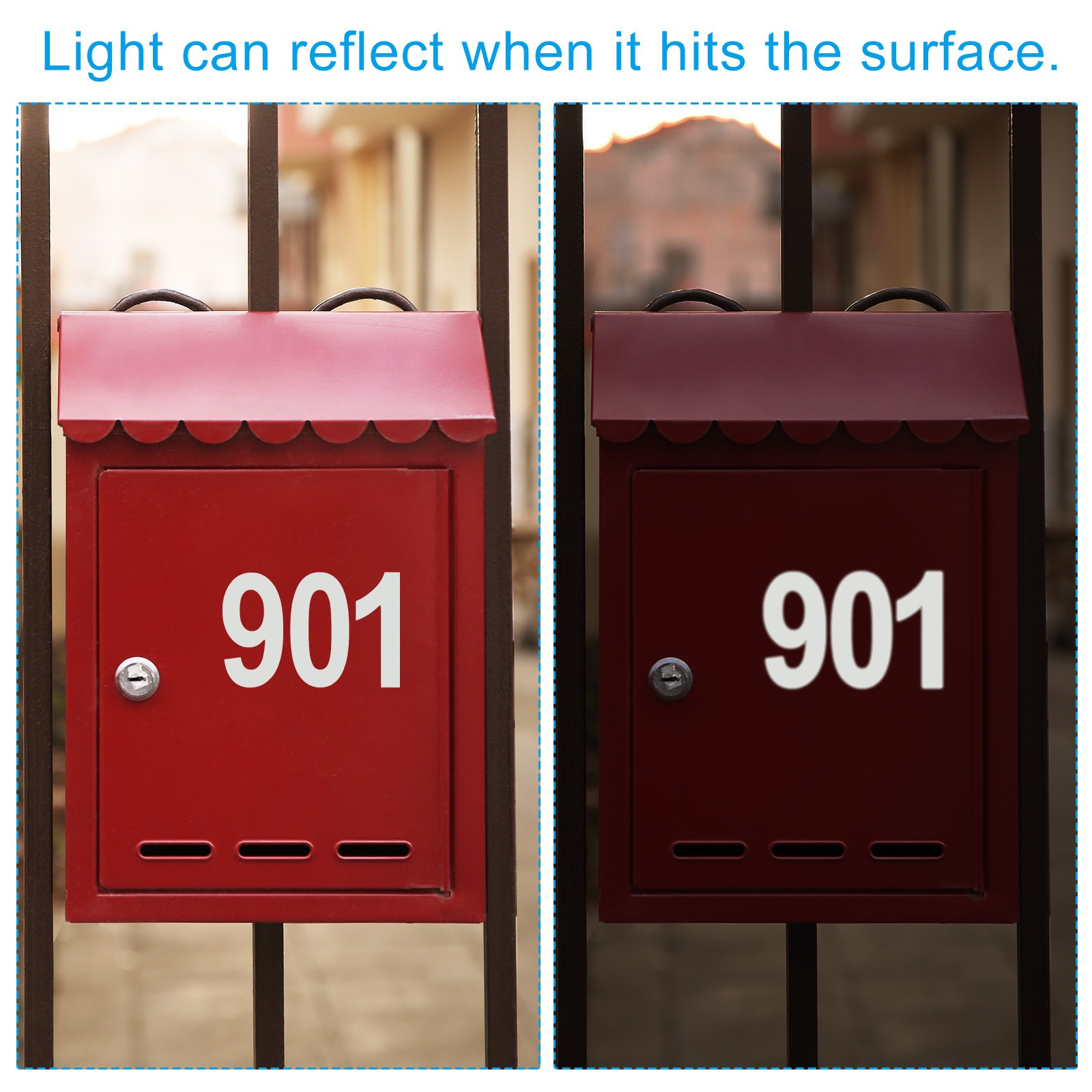 1Pcs Reflective Mailbox Number Sticker 4 Inch Strong Self Adhesive, Red