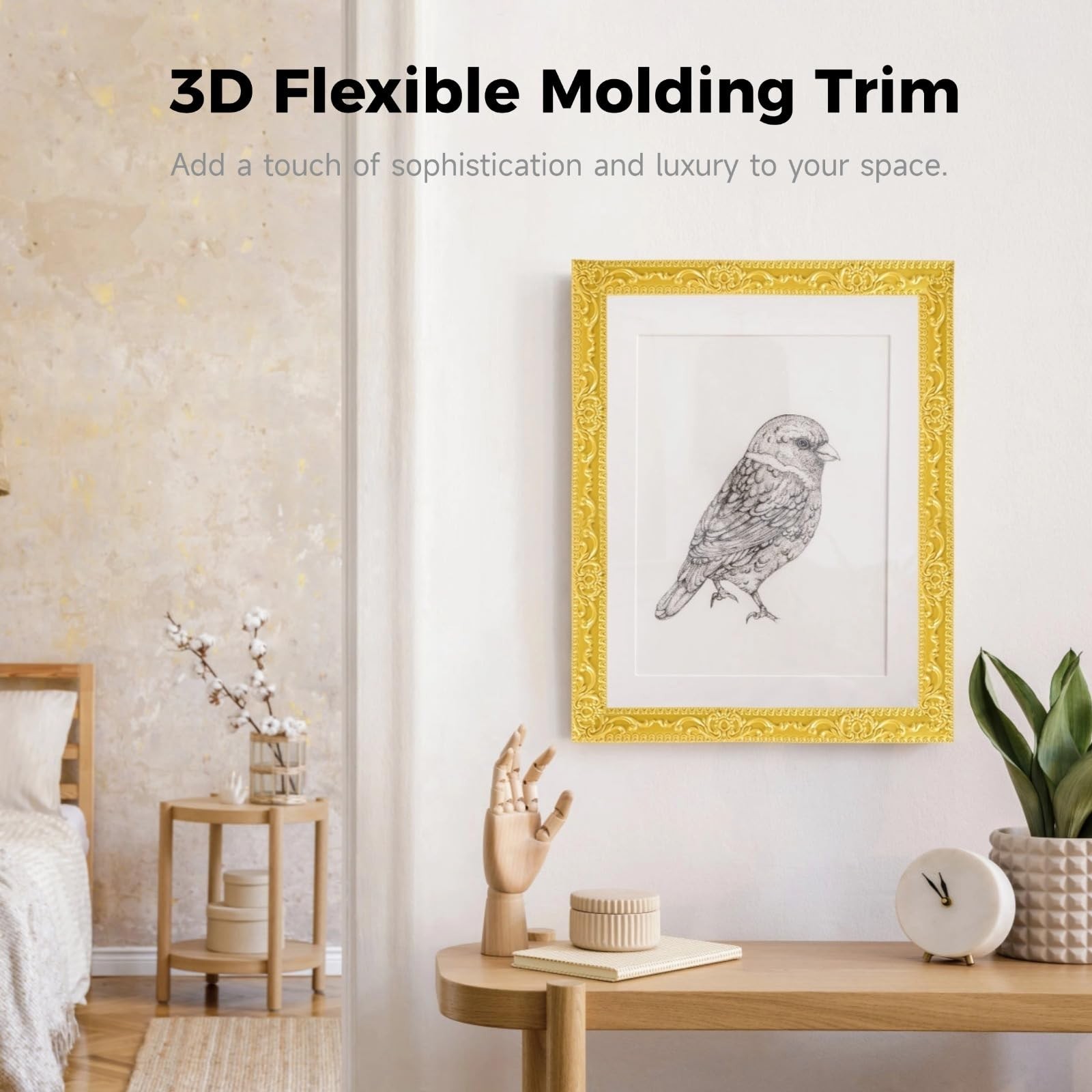 Bright Gold Flexible Molding Trim Wall Trim, 16.4 Feet Self Adhesive Peel and…