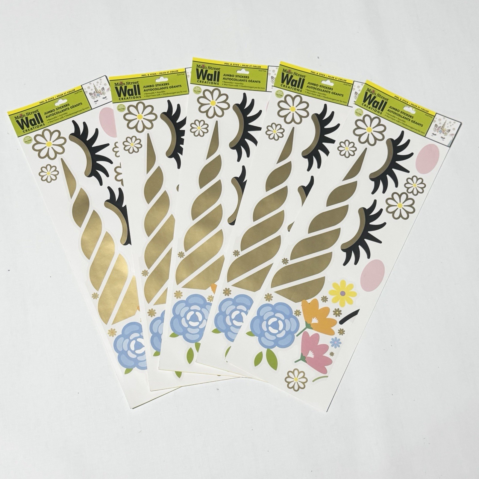 Main Street Wall Creations Jumbo Stickers "Peaceful Unicorn" Lot of 5