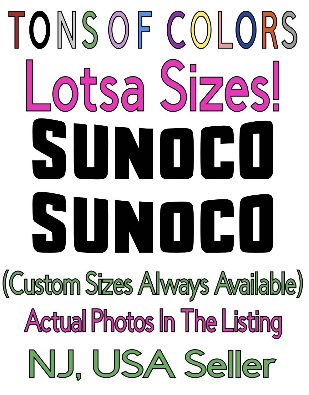 TWO Sunoco Gas & Motor Oil Die Cut Vinyl Decals TONS Of Colors FREE Ship! Racing
