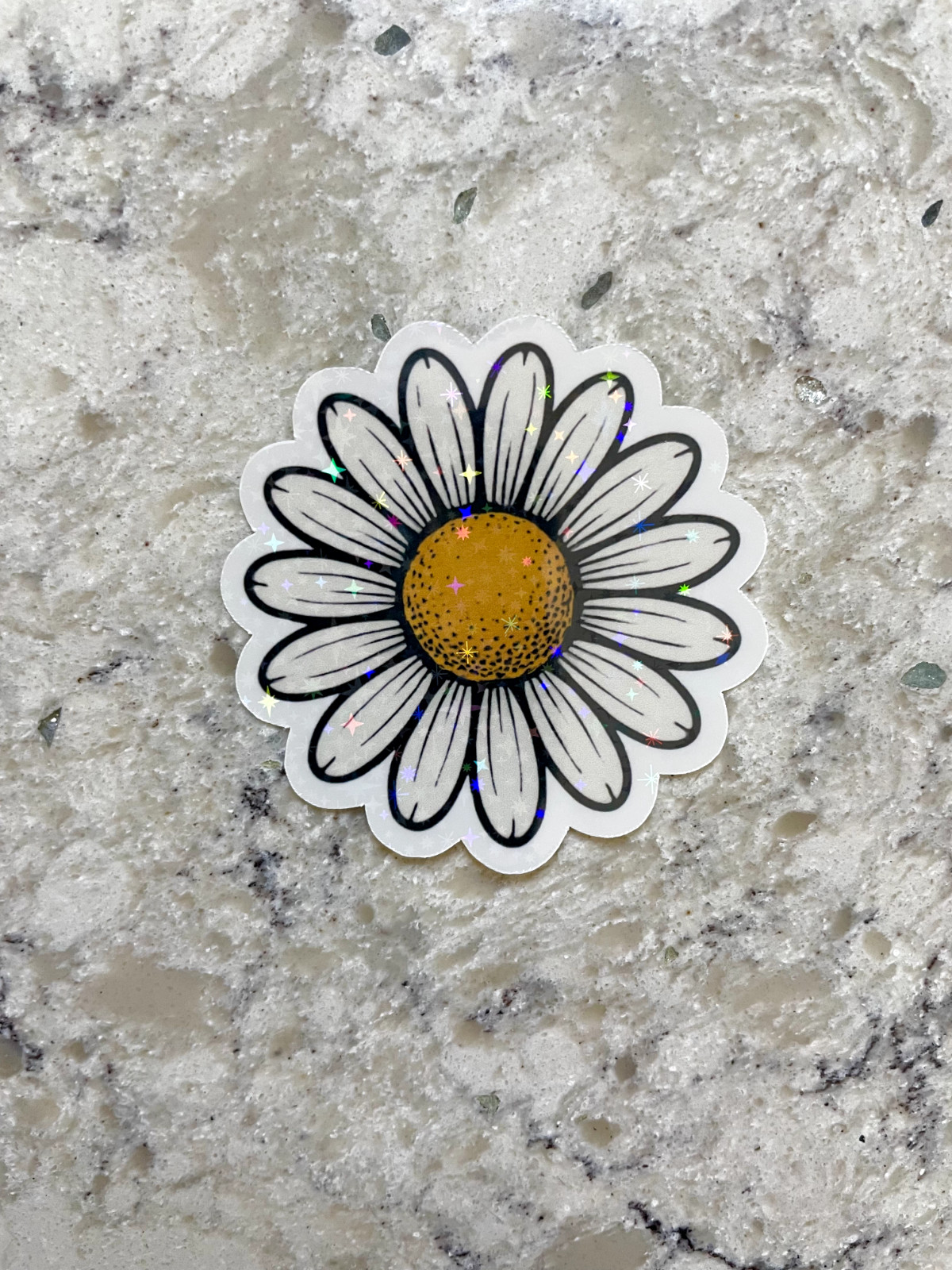 Daisy Flower Head Sticker l Gloss or Holographic Laminate l Waterproof Decal