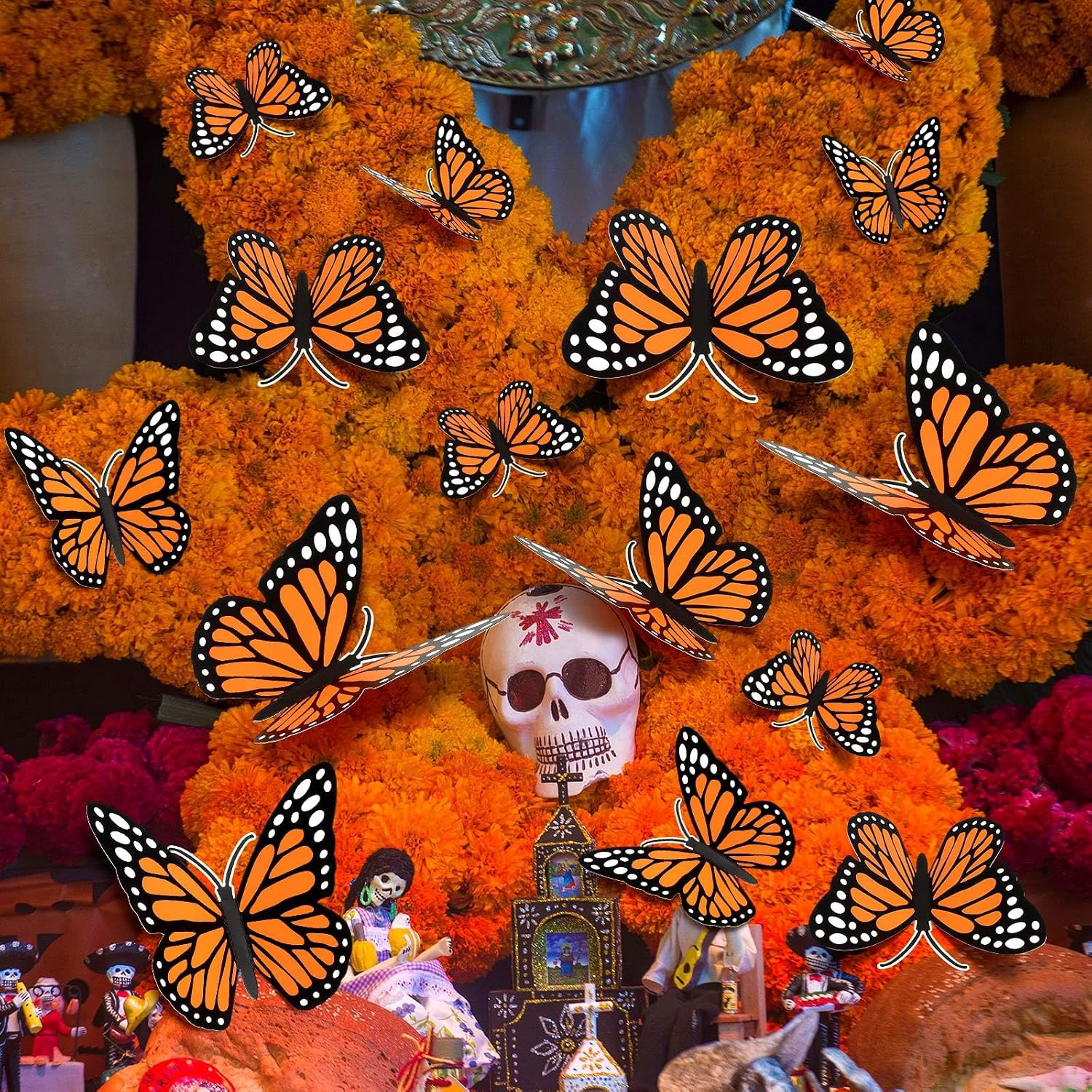 20 Pcs Large Monarch Butterfly Decorations 11.8 Inch 3D Orange Yellow Blue