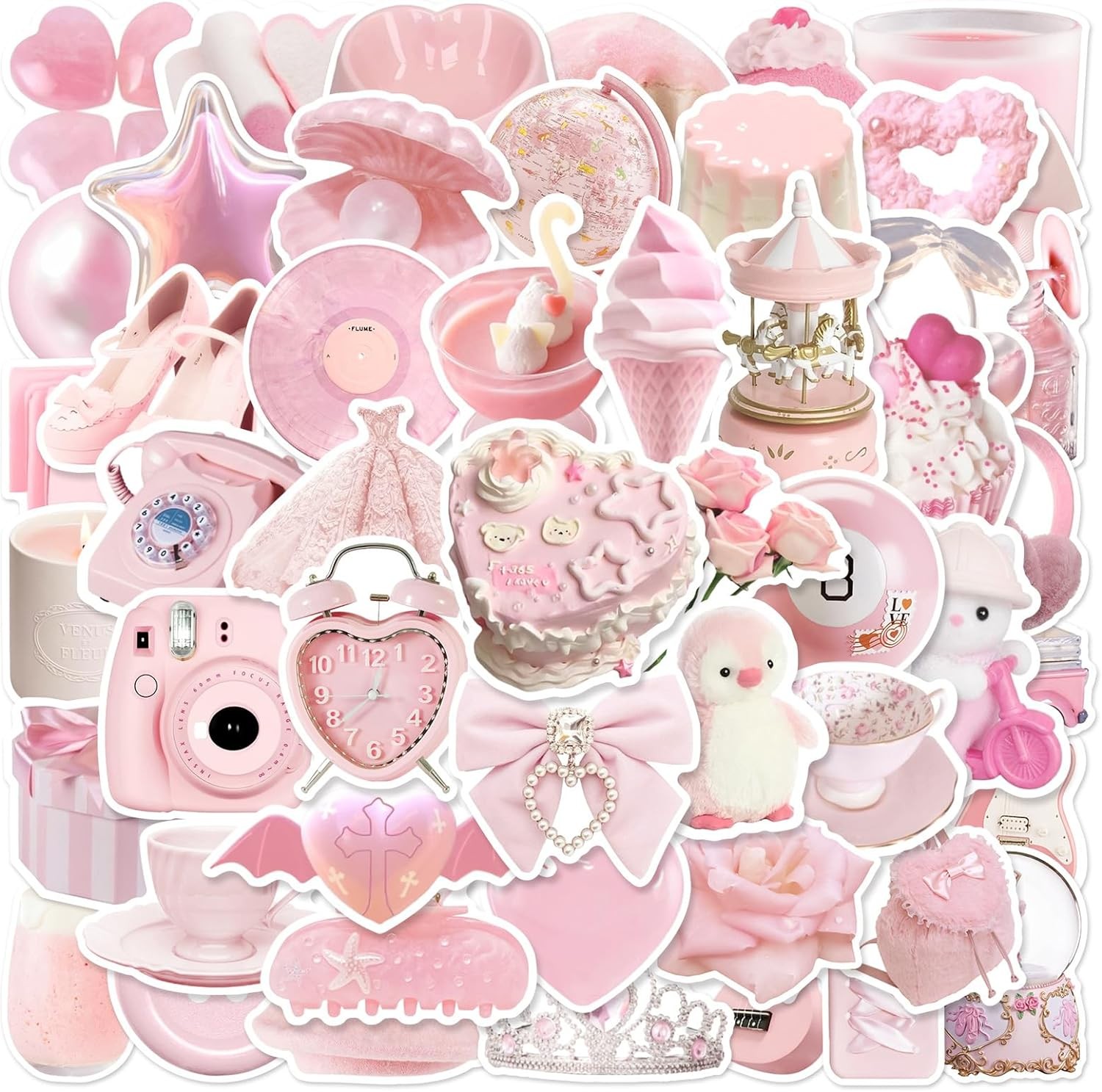 Stickers Aesthetic Waterproof Laptop Decals for Water Bottle Pink