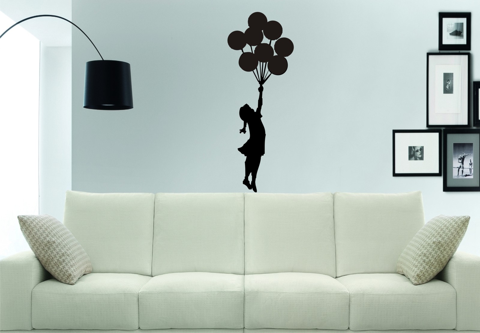 BANKSY GIRL FLOATING WITH BALLOONS Wall Art Sticker, Decal, Mural – 115cm tall