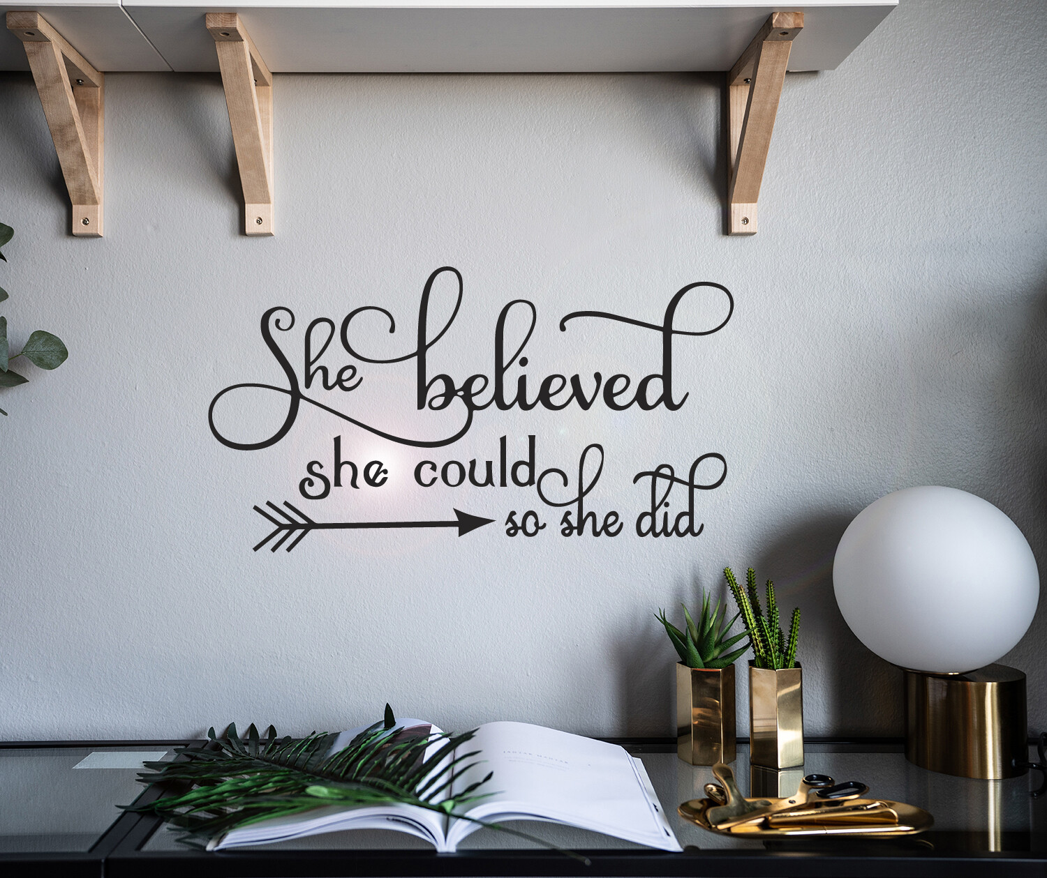 Wall Decal Girl Motivation Inspiration Quote Believed Interior Vinyl Black gz555