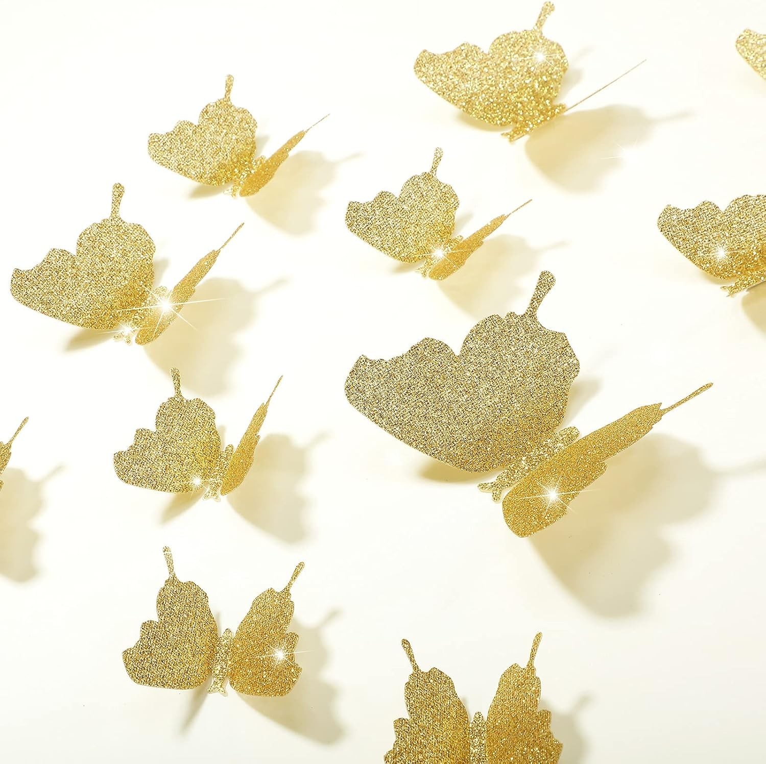 Elegant 48-Piece DIY Glitter Gold Mirror Butterfly Decals – Perfect for Any Room