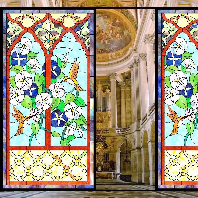Vintage Self-adhesive Window Film Frosted Stained Privacy Glass Sticker Decor