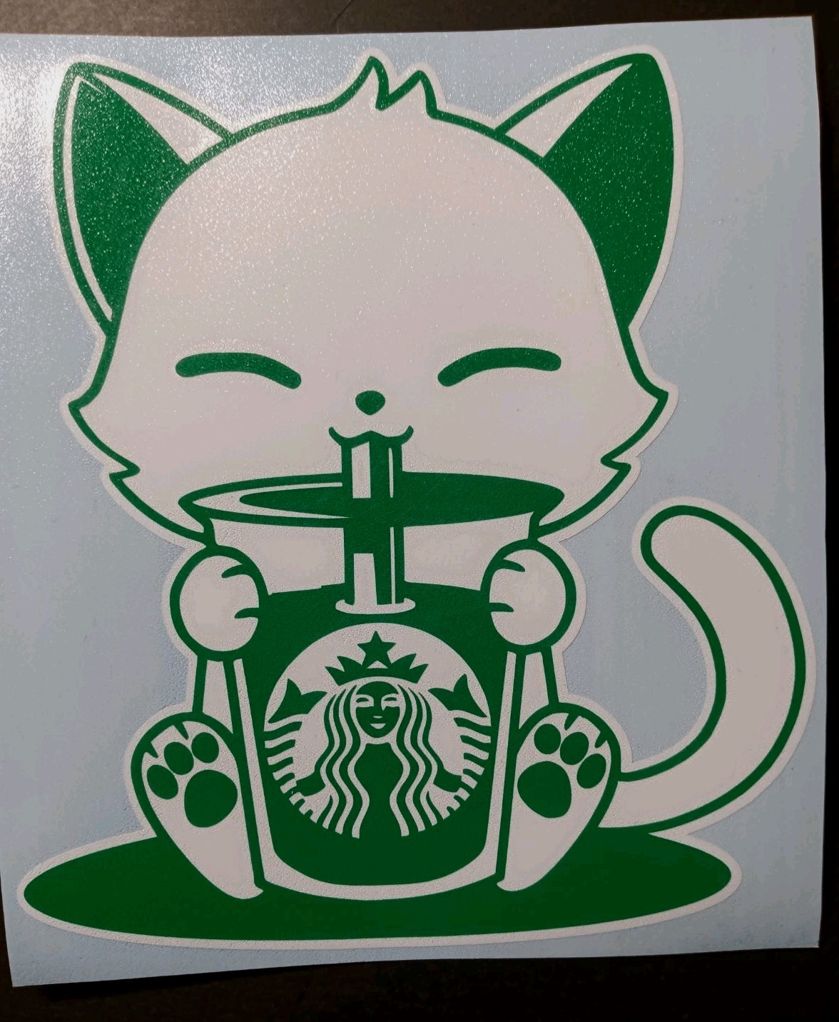 Kitty Cat Starbucks Vinyl Decal Sticker New Size 6×5.5 Inch Free Shipping