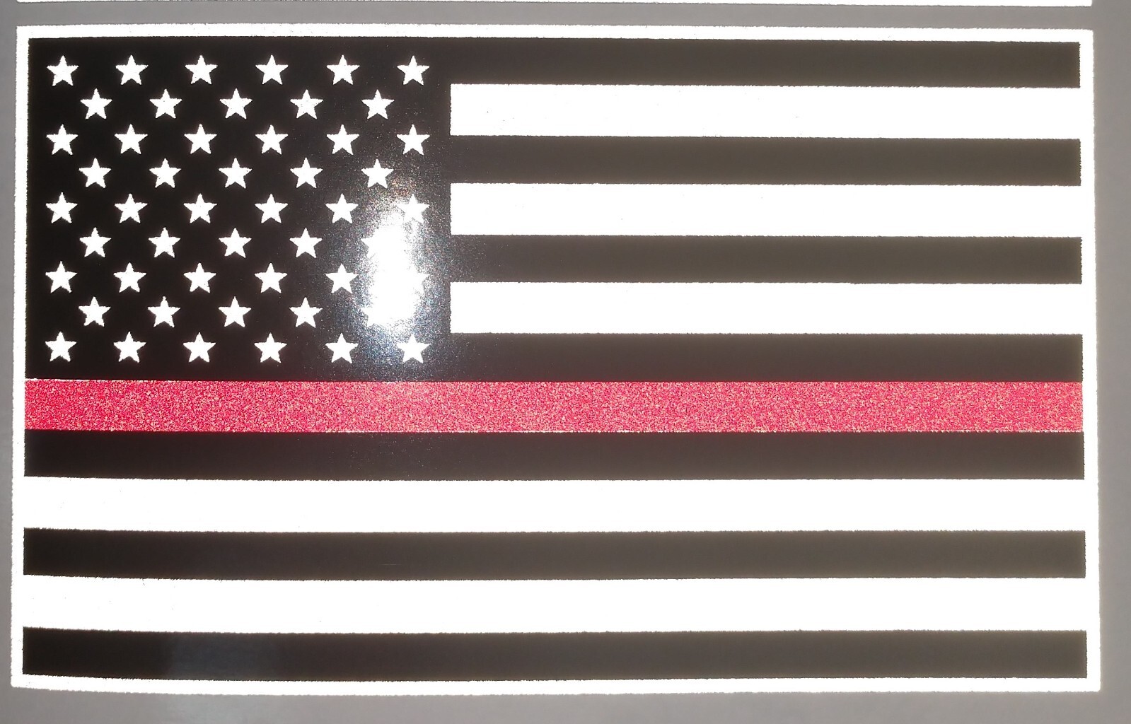 REFLECTIVE Black and WHITE FLAG THIN RED LINE DECAL fire EMS Multiple Sizes