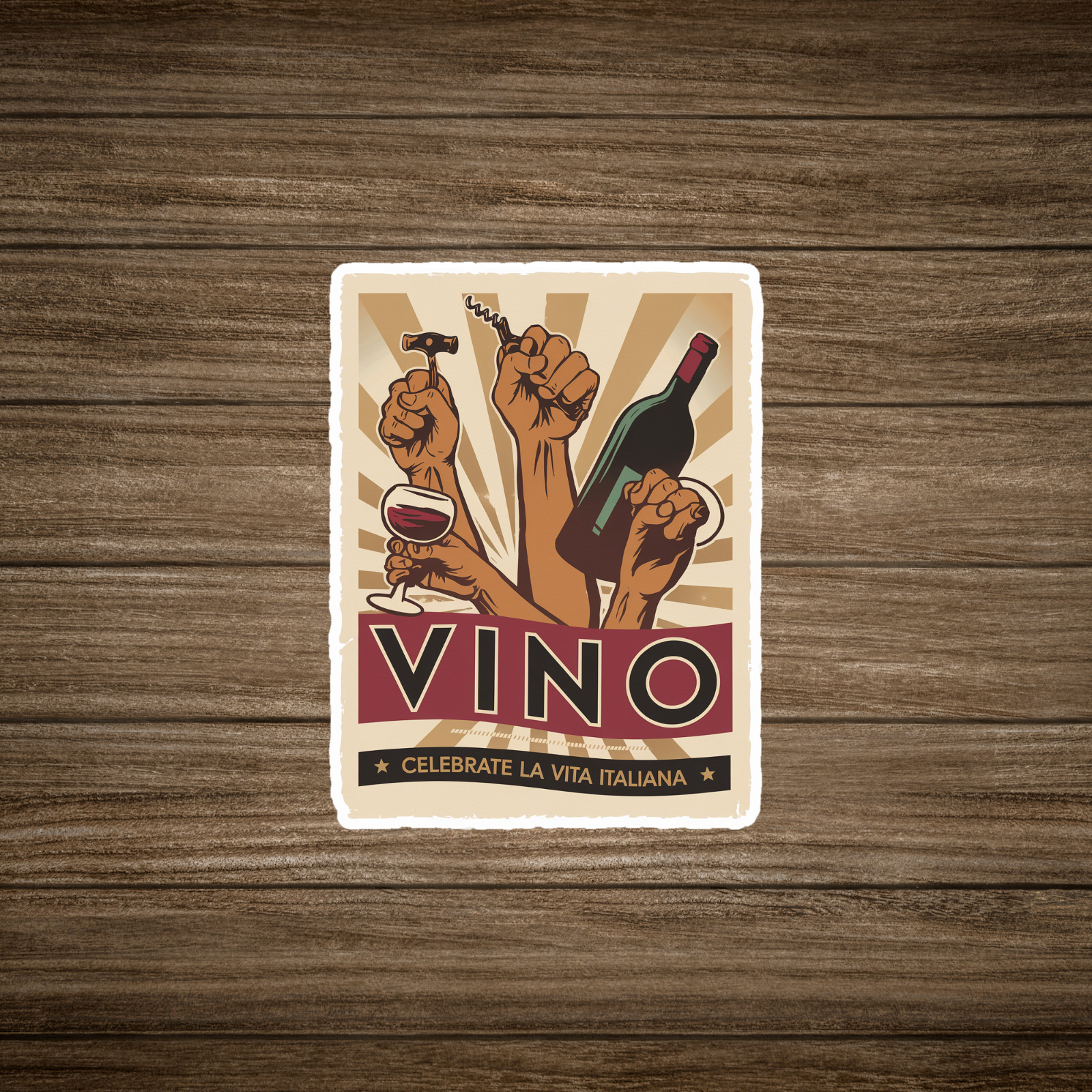 Vintage Italian Vino sticker – Celebrate La Vita Italiana Wine Art Print #3259