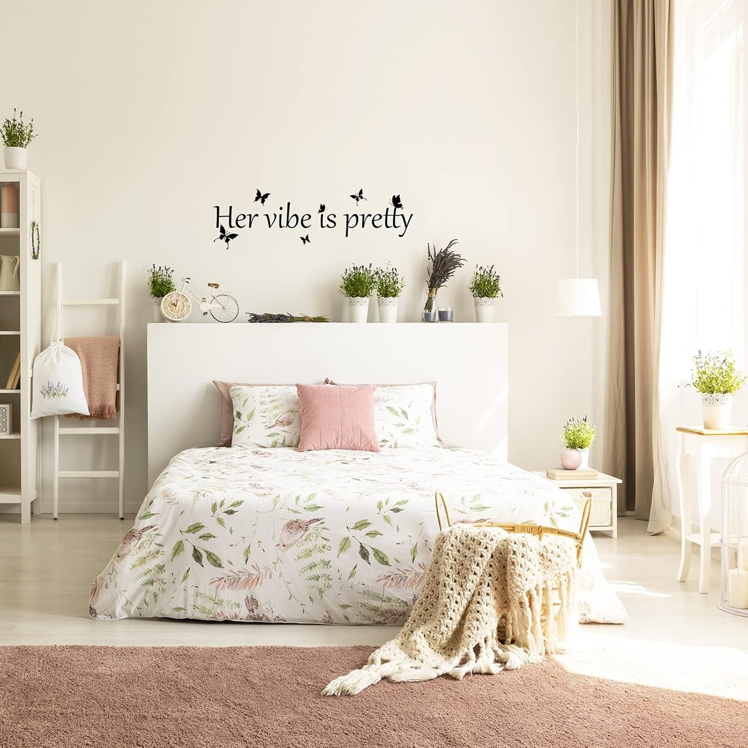 Her Vibe is Pretty Wall Decal Decor Vivid Butterflies Wall Sticker Inspirational