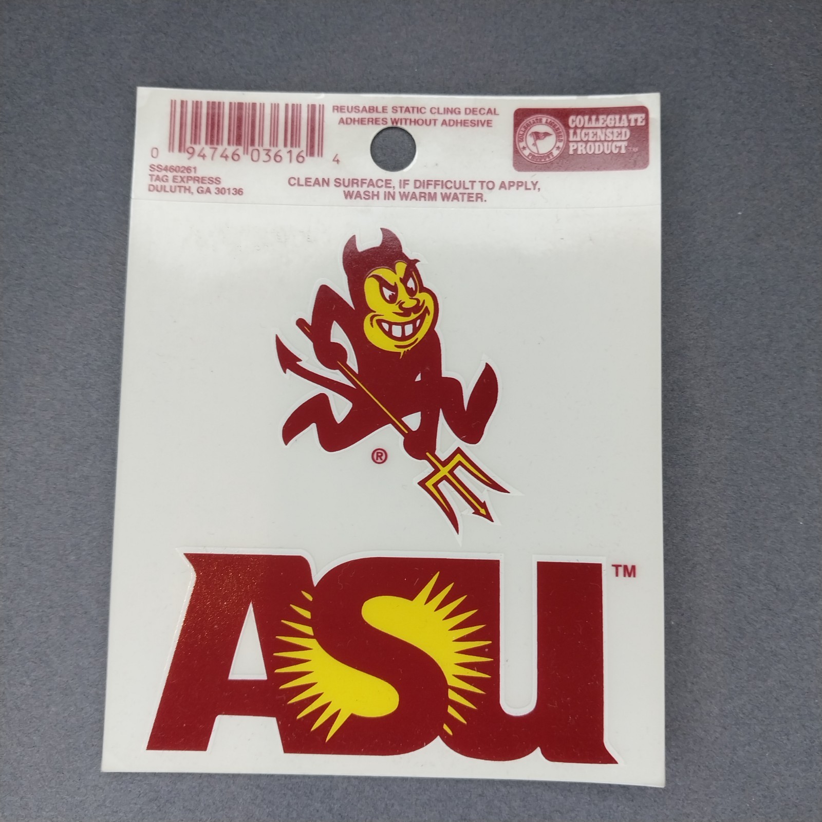 ASU Sun Devils Window Reuasable Cling 3.5" X 3 3/4"