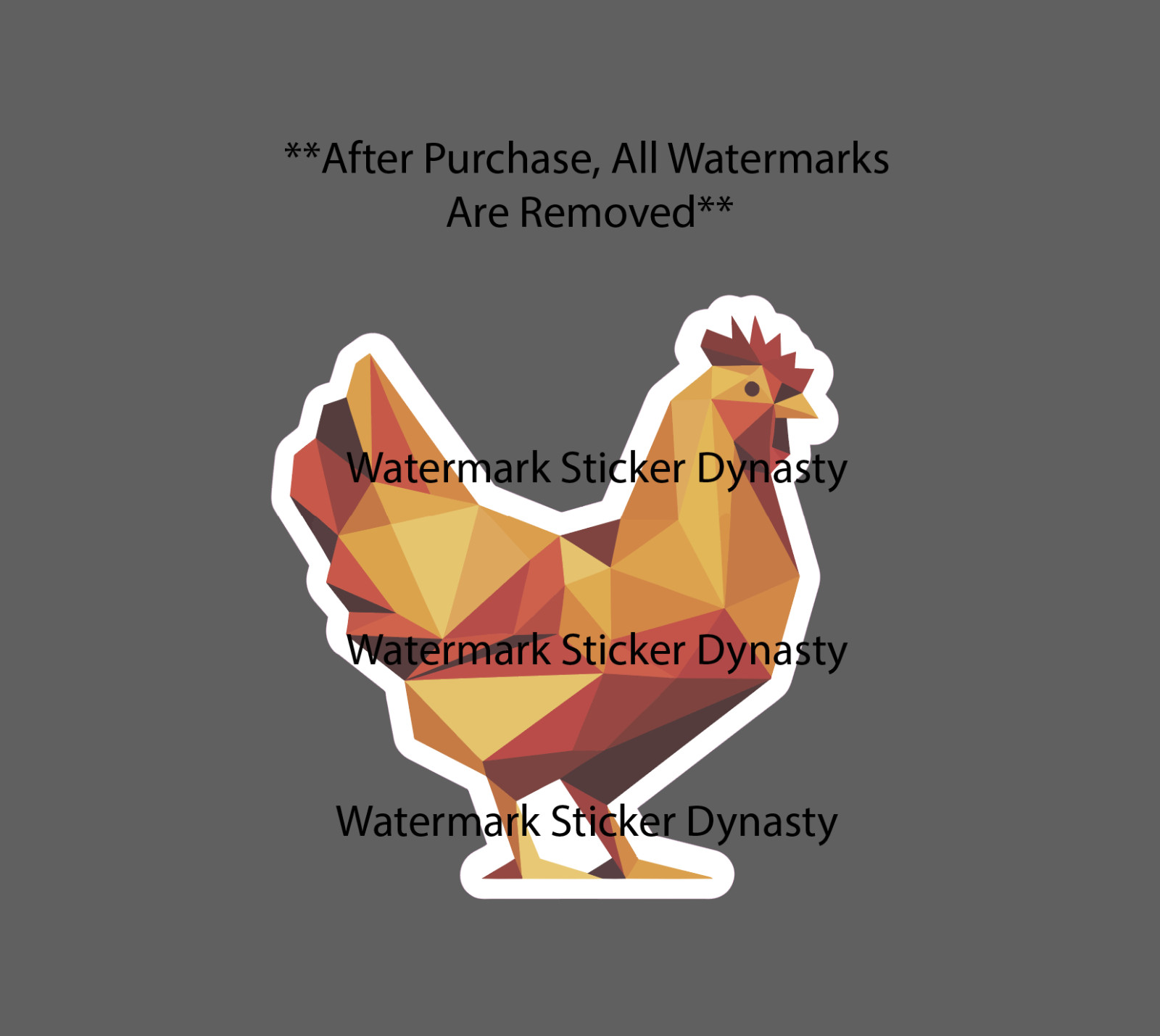 Rooster Geometric Sticker Waterproof Decal Chicken Farm Animal Art Gift NEW