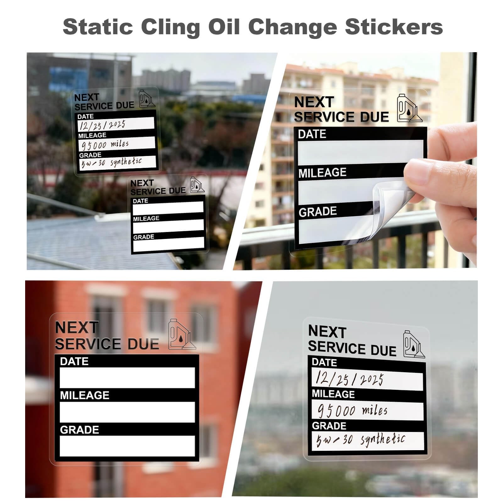 Static Cling Oil Change Stickers for Windshield, 120 Pcs 2×2 Inches No Glue N…