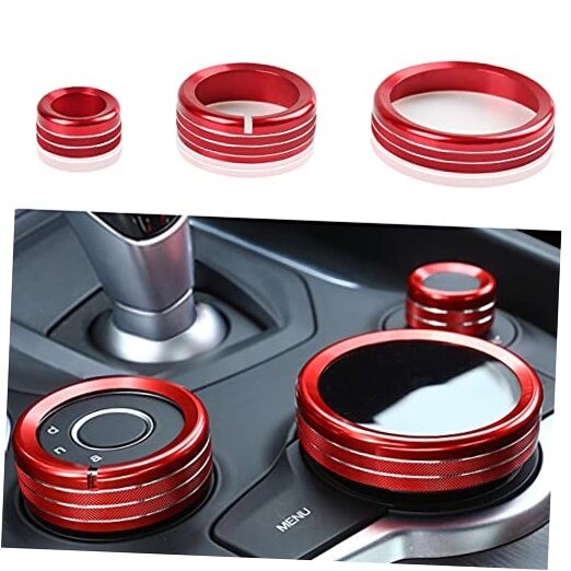 3PCS Car Multimedia Knob Cover Sticker Decal Interior Trim fit Multimedia Ring