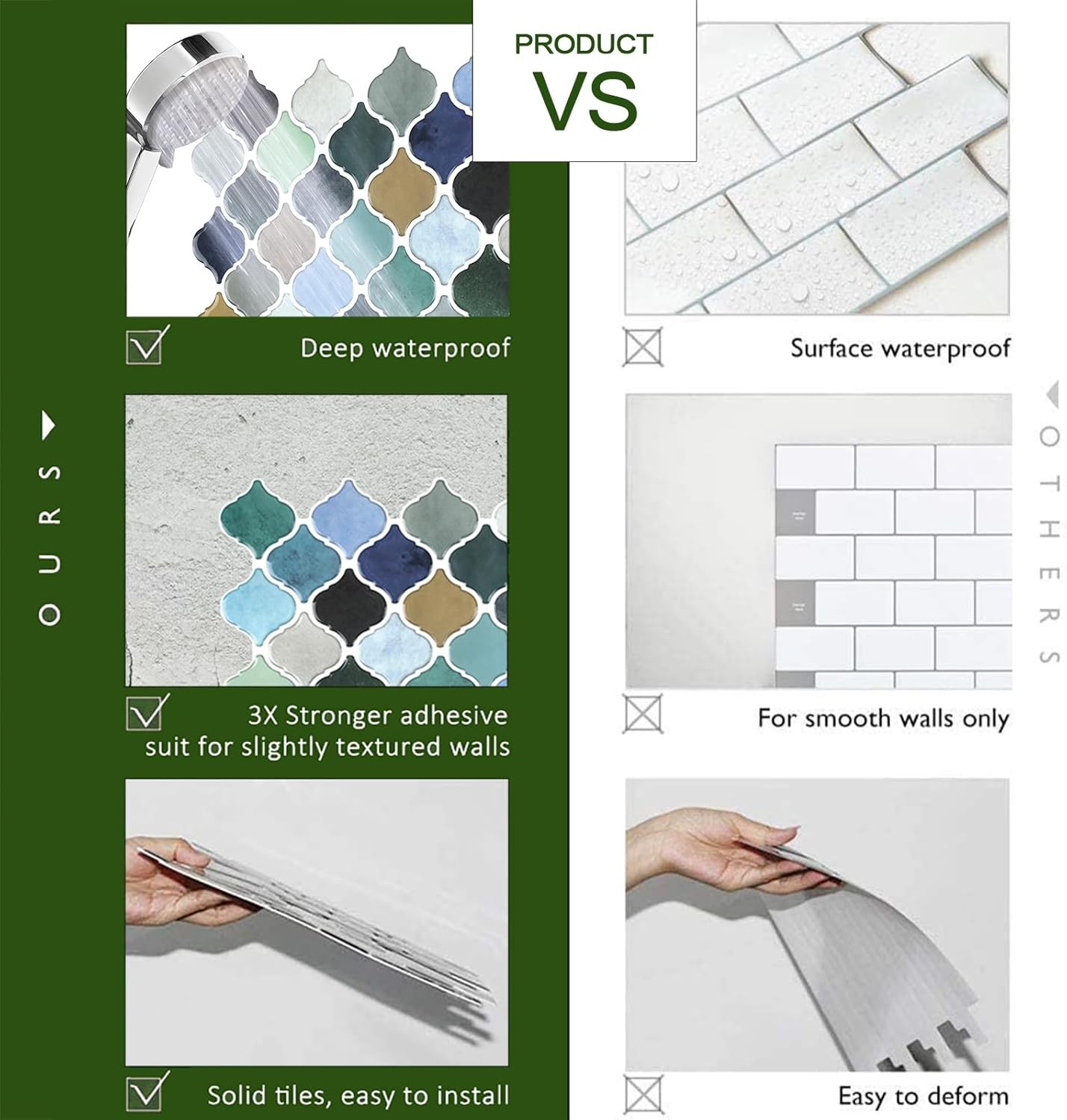 Arabesque Peel Stick Backsplash 12×12” Backsplash Tile for Kitchen Self Adhesive