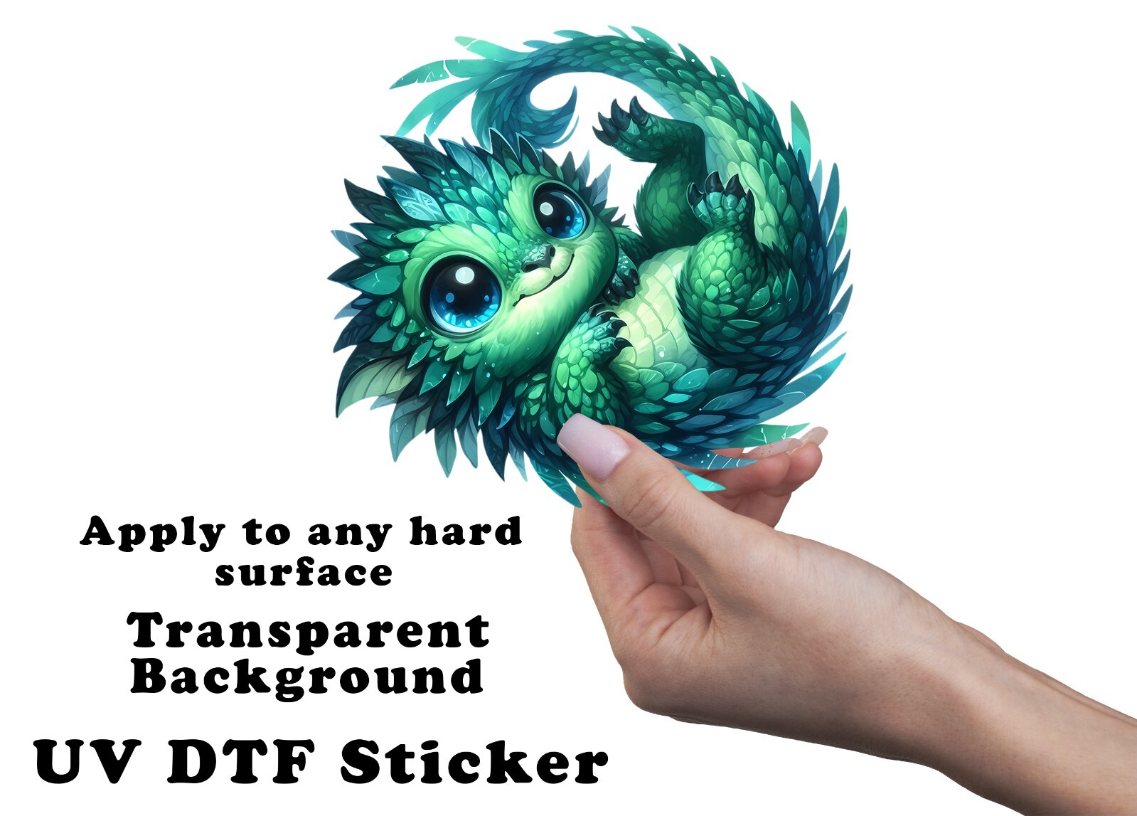 Blue Green Dragon UV DTF Transparent Sticker / Decal