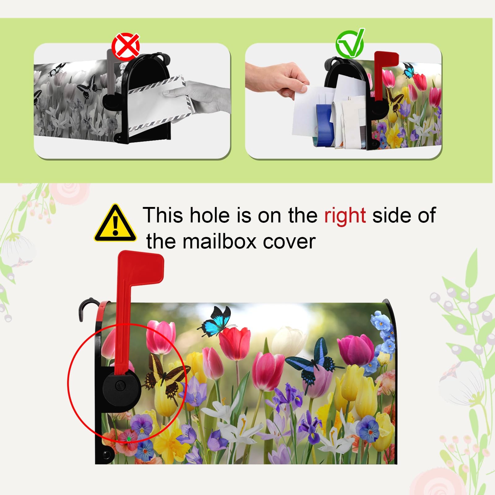 Dacawin Spring Mailbox Covers Magnetic 21x18inch, Tulip Cover