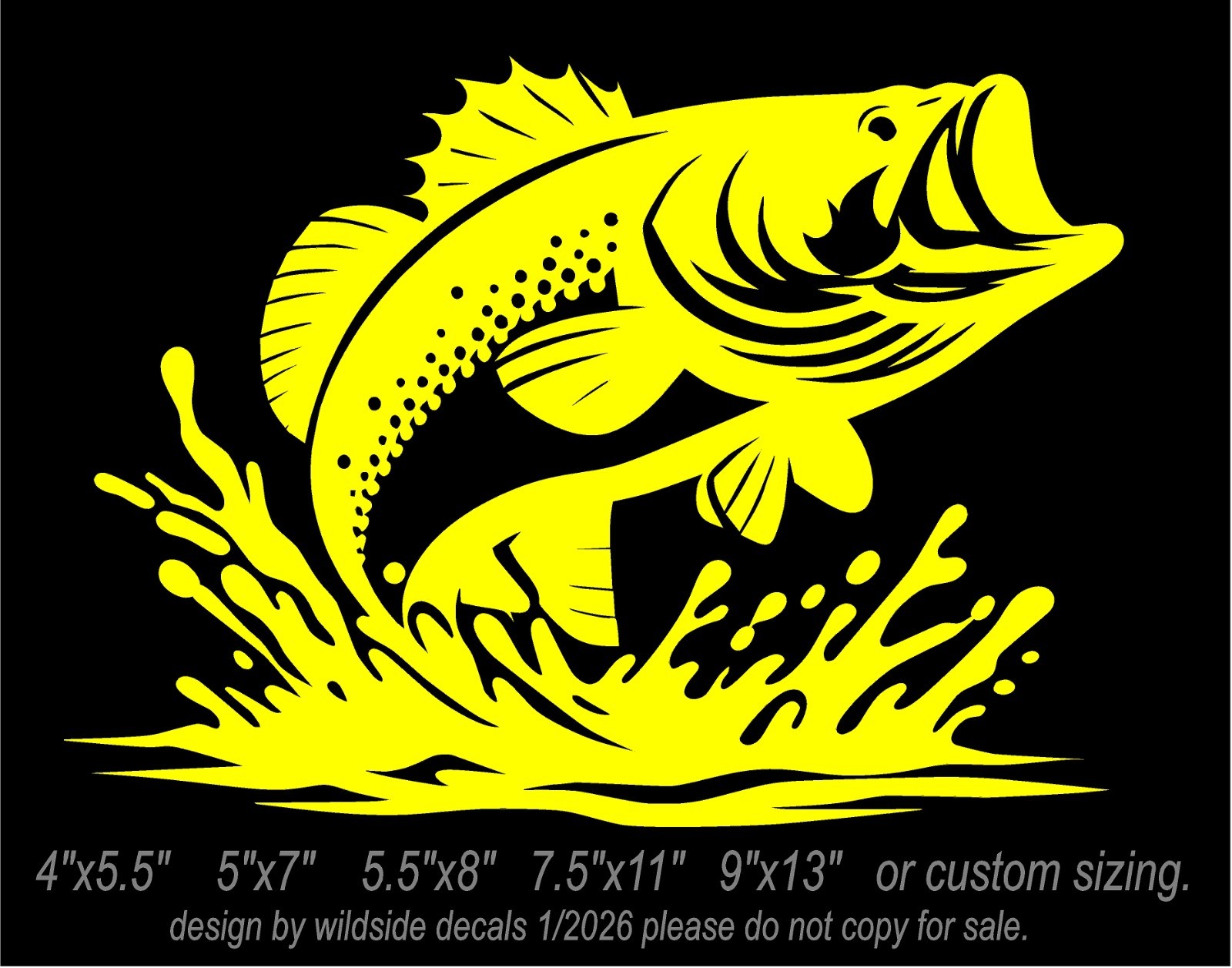 Large Mouth Bass Fish Vinyl Decal car truck window fishing boat sticker