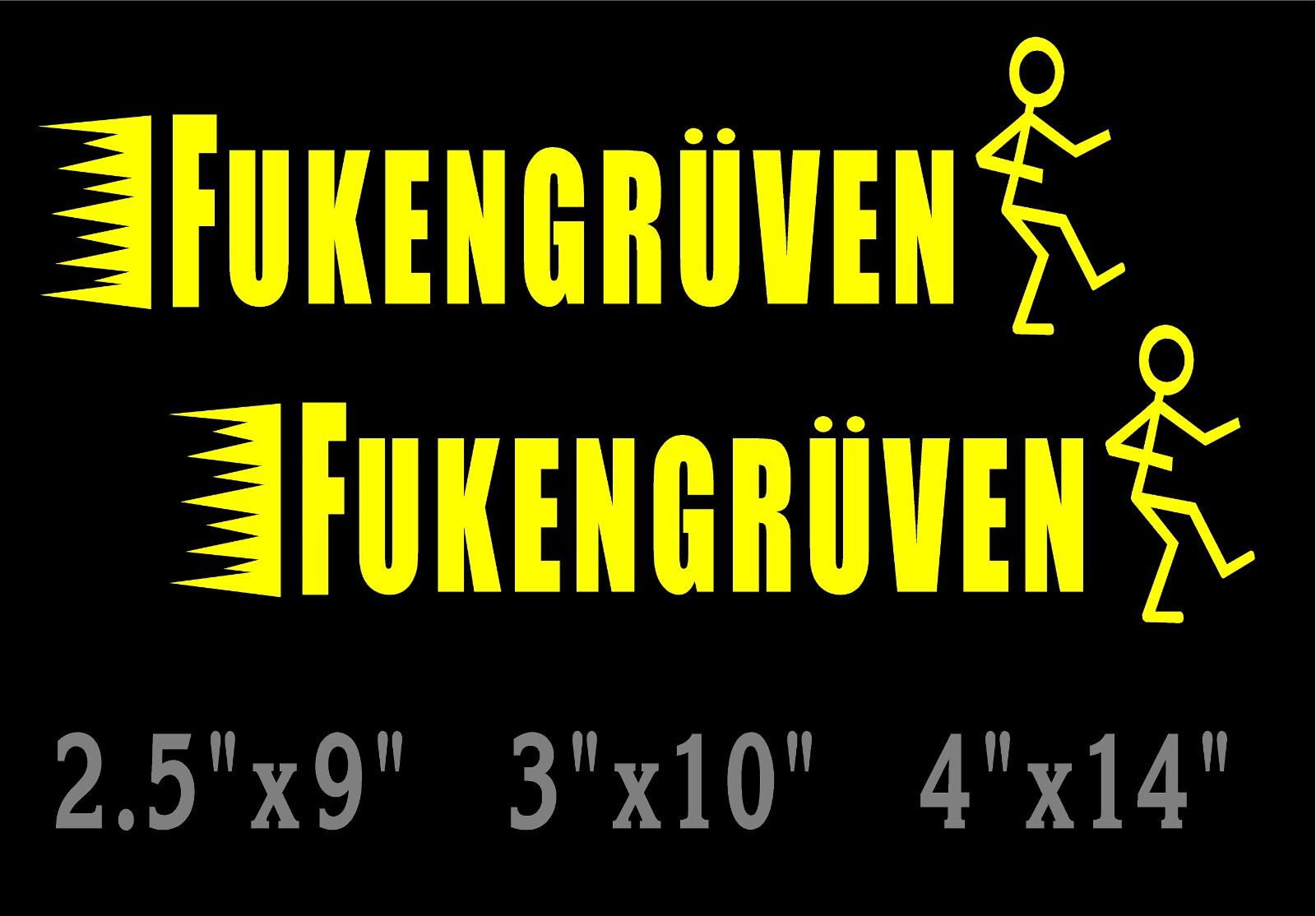 FUKENGRUVEN Decal with Stick Person funny window vinyl sticker x 2