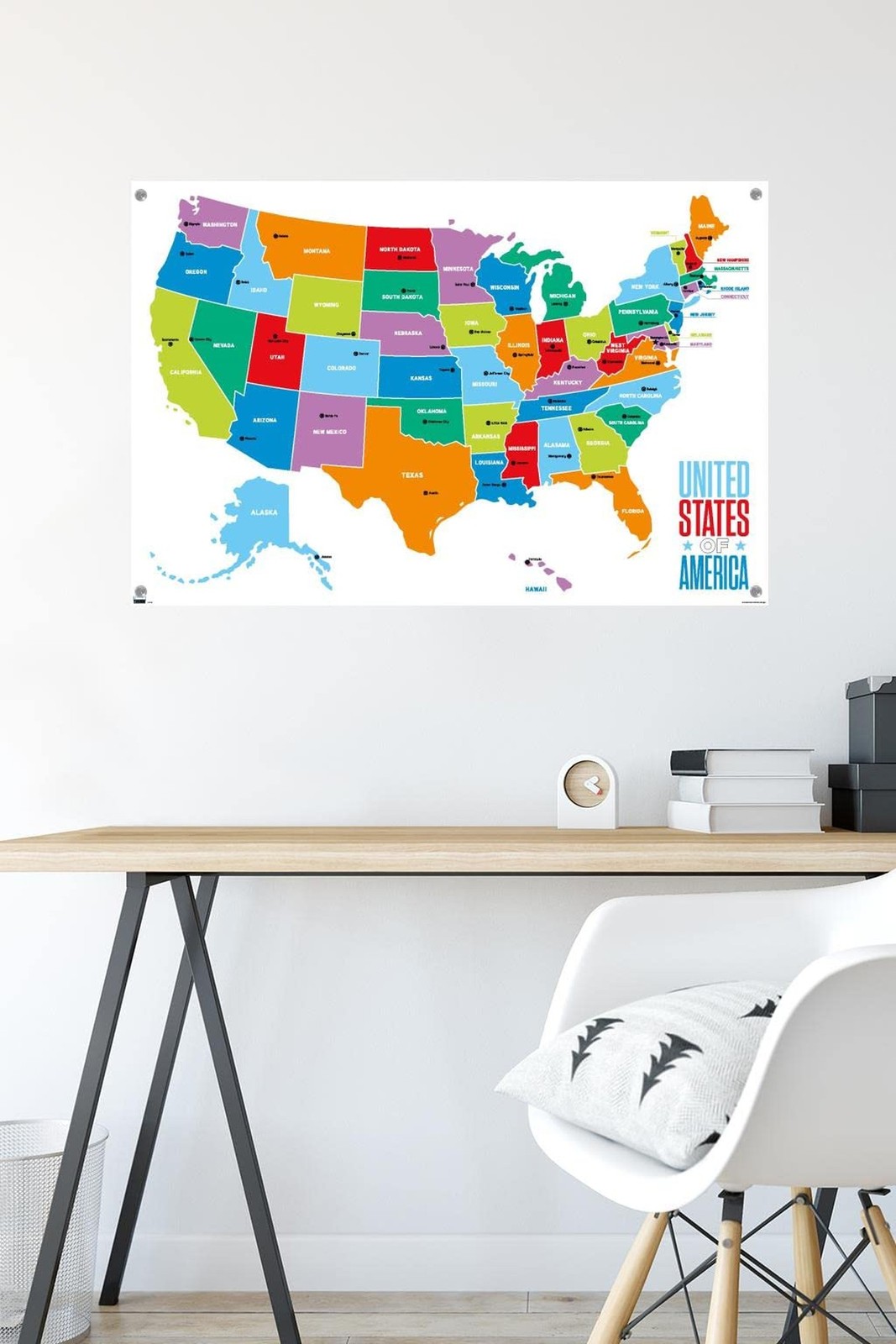 Trends International Map – United States of America 2022 Wall Poster with Pus…