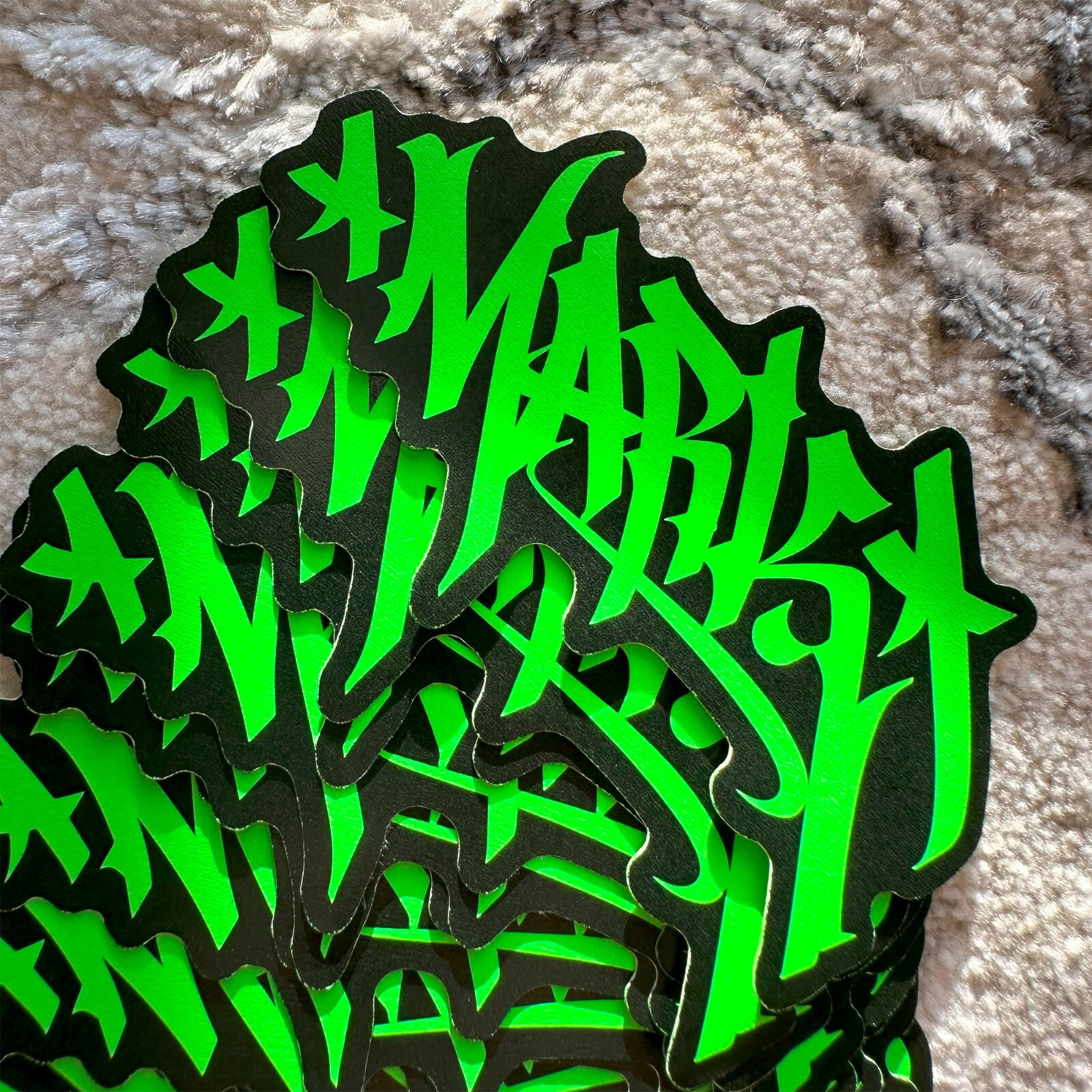 Neon Name Sticker Pack : MARK | for school or Office | graffiti | Calligraphy