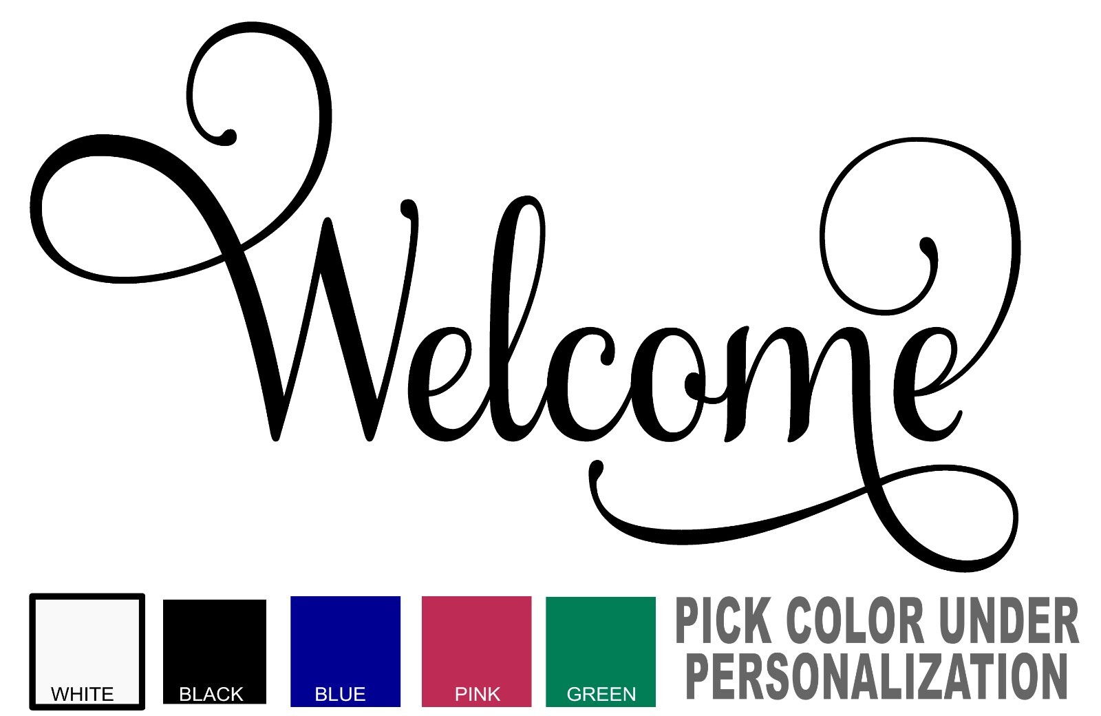 Welcome Vinyl Decal Sticker Front Door, Foyer Decor Home Art, large sizes avail