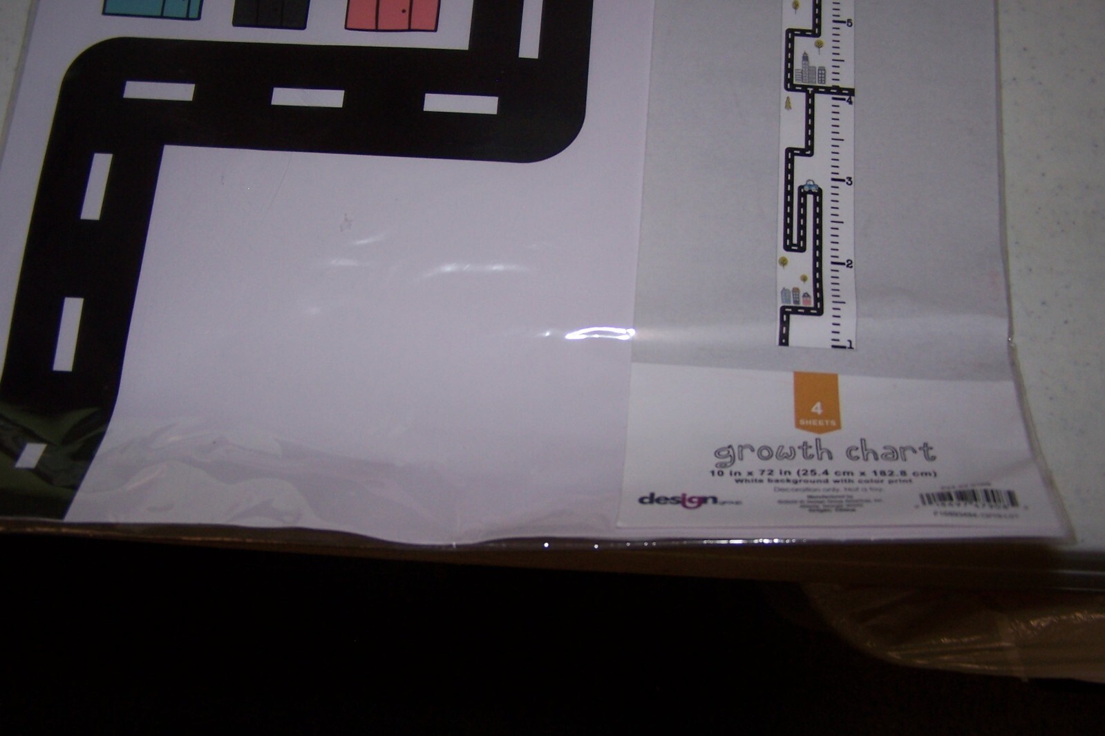 Design Group 4 Sheets Growth Chart 10" x 72" NEW White Background w/ Color Print