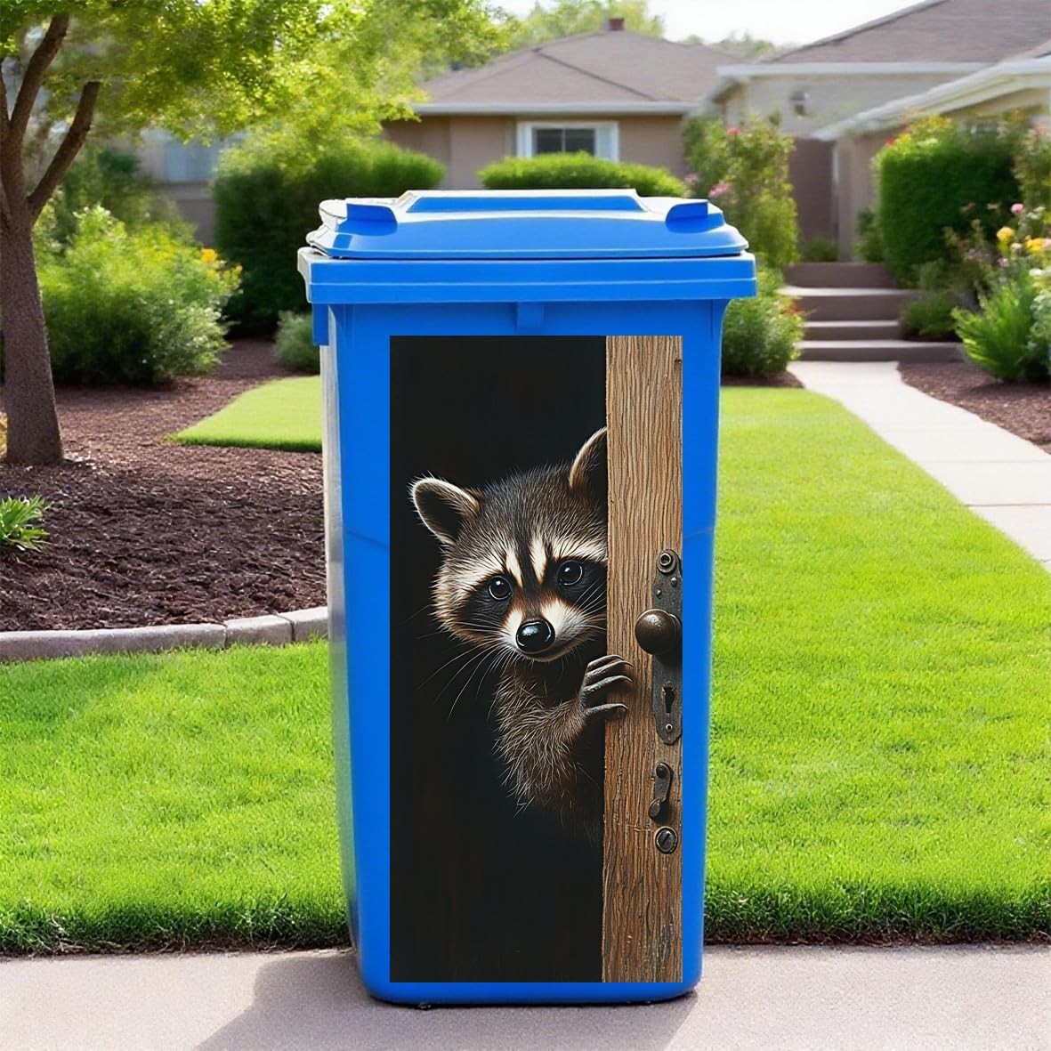 1pcs Wheelie Bin Stickers, Donkey Peeking Sticky Dustbin Decals, 14.5" x 32.2…