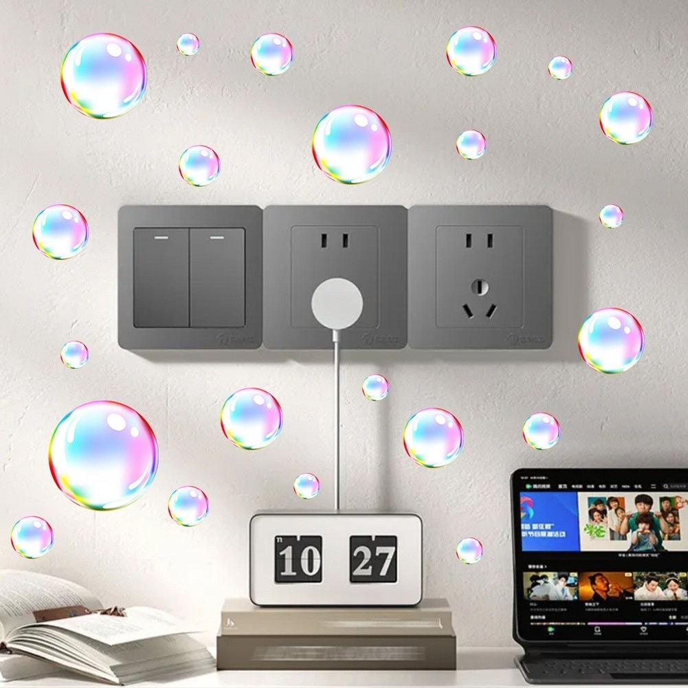 Glow in Dark Blue Sea Bubble PVC Wall Decal for Bedroom Living Room 20x20cm