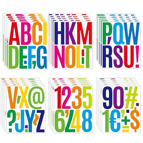 HLLNME 300PCS 5 In Letter and Numbers Stickers 30 Sheets Vinyl Multiple Colors