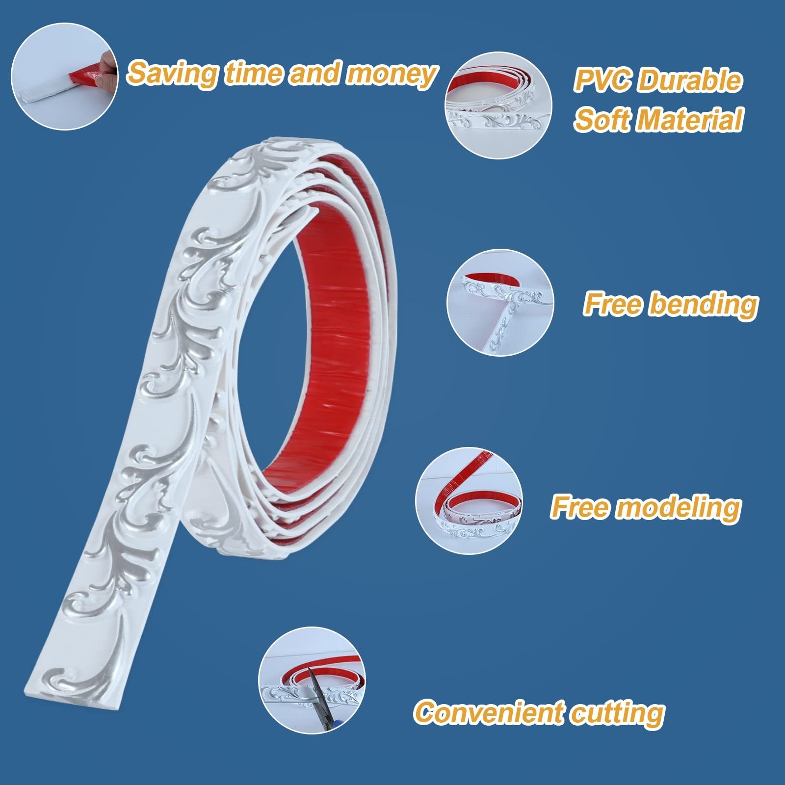 Flexible Molding Trim Wall Trim Self Adhesive, Peel and Stick Mirror Frame Bo…
