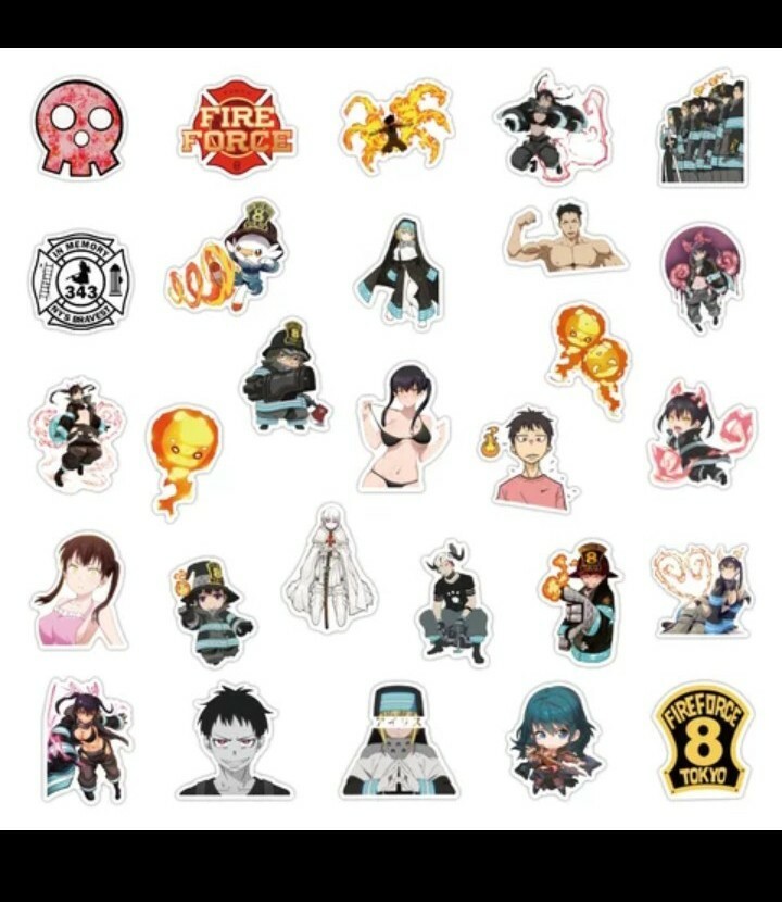 50 pack Fireforce Waterproof Vinyl Stickers for HydroFlask Laptop CarBumper