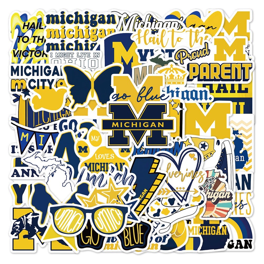 50pcs University Of Michigan Stickers, UM Go Blue Ann Arbor, #244