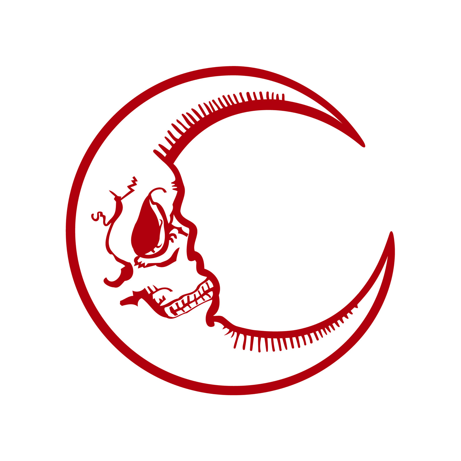 Crescent Moon Skull Made in USA Multiple Color Options & Sizes Avail Cars-6+yrs