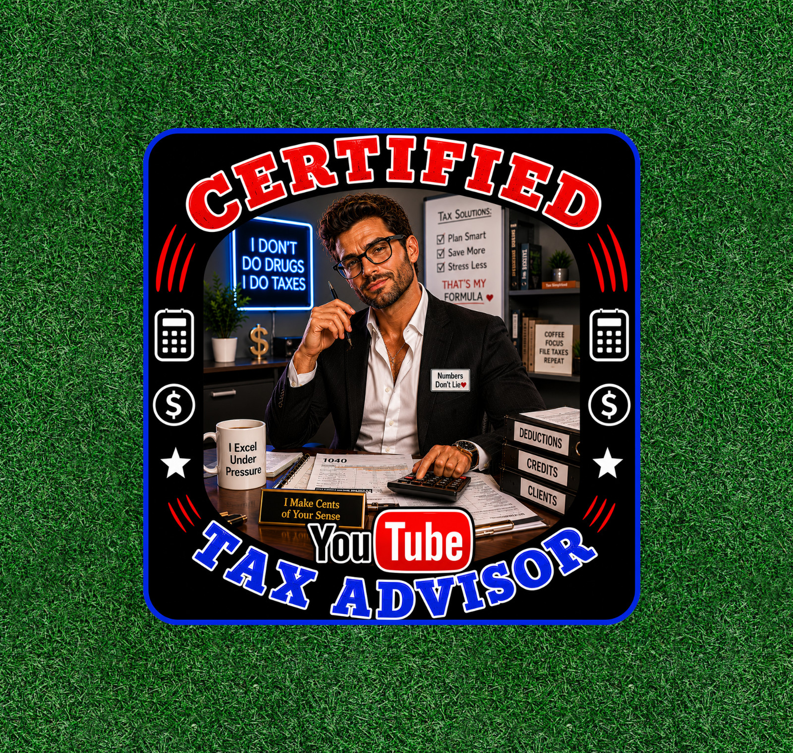 Certified YouTube Tax Advisor – 100% waterproof vinyl sticker decal – Many sizes